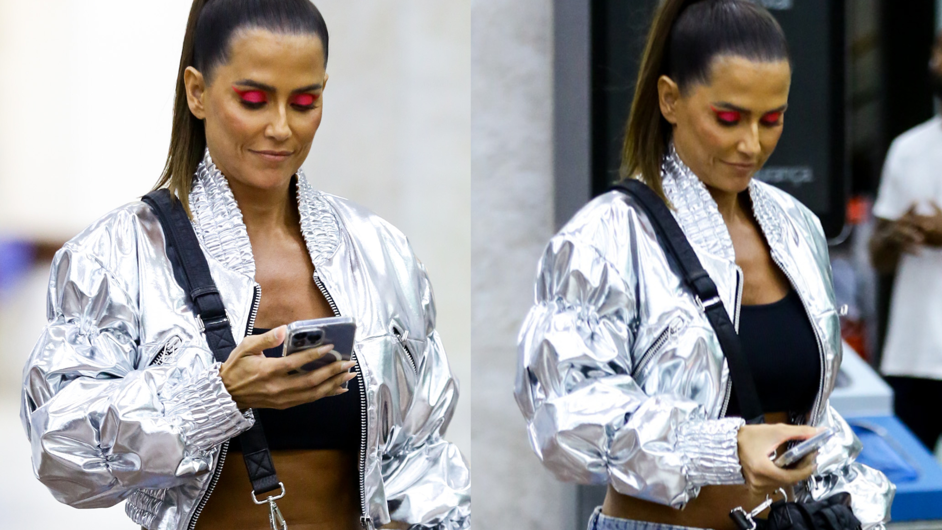 Com a barriga toda de fora, Deborah Secco rouba a cena em aeroporto com look indiscreto