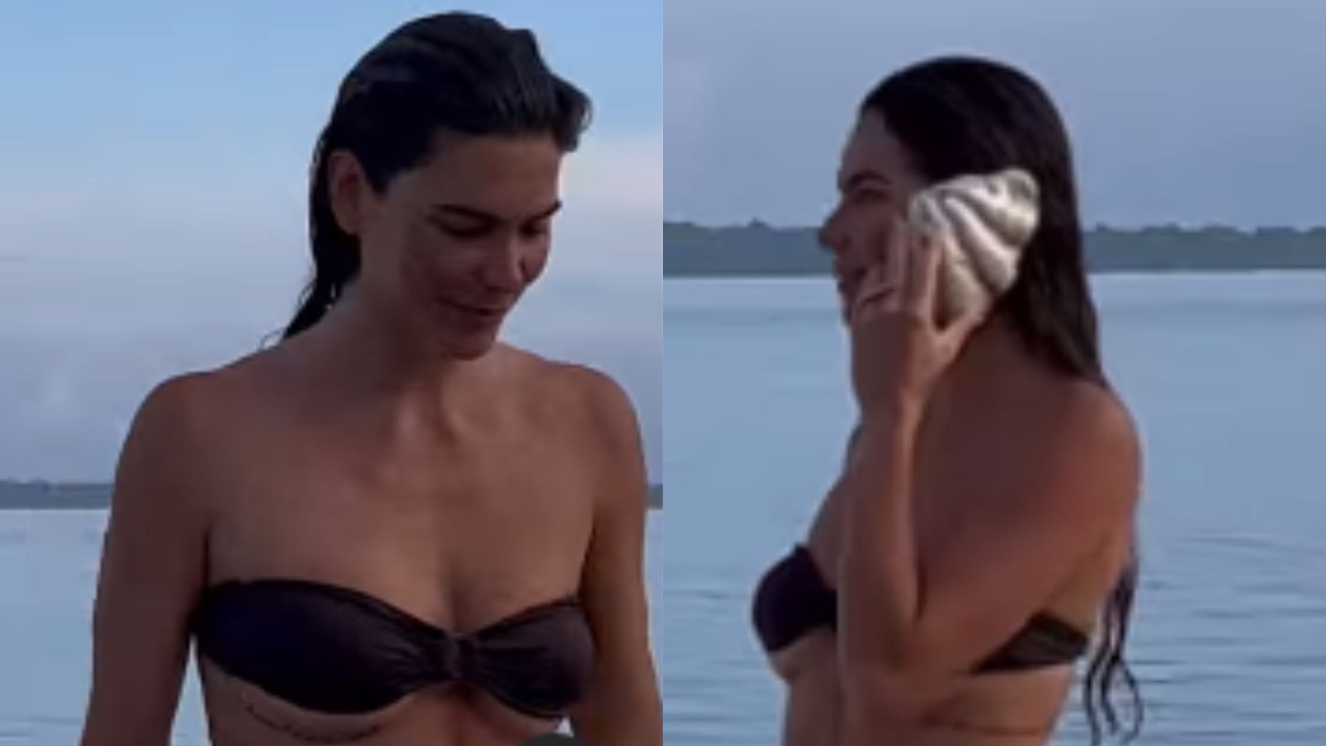 Mulher de Cauã Reymond, Mariana Goldfarb curte praia na Indonésia