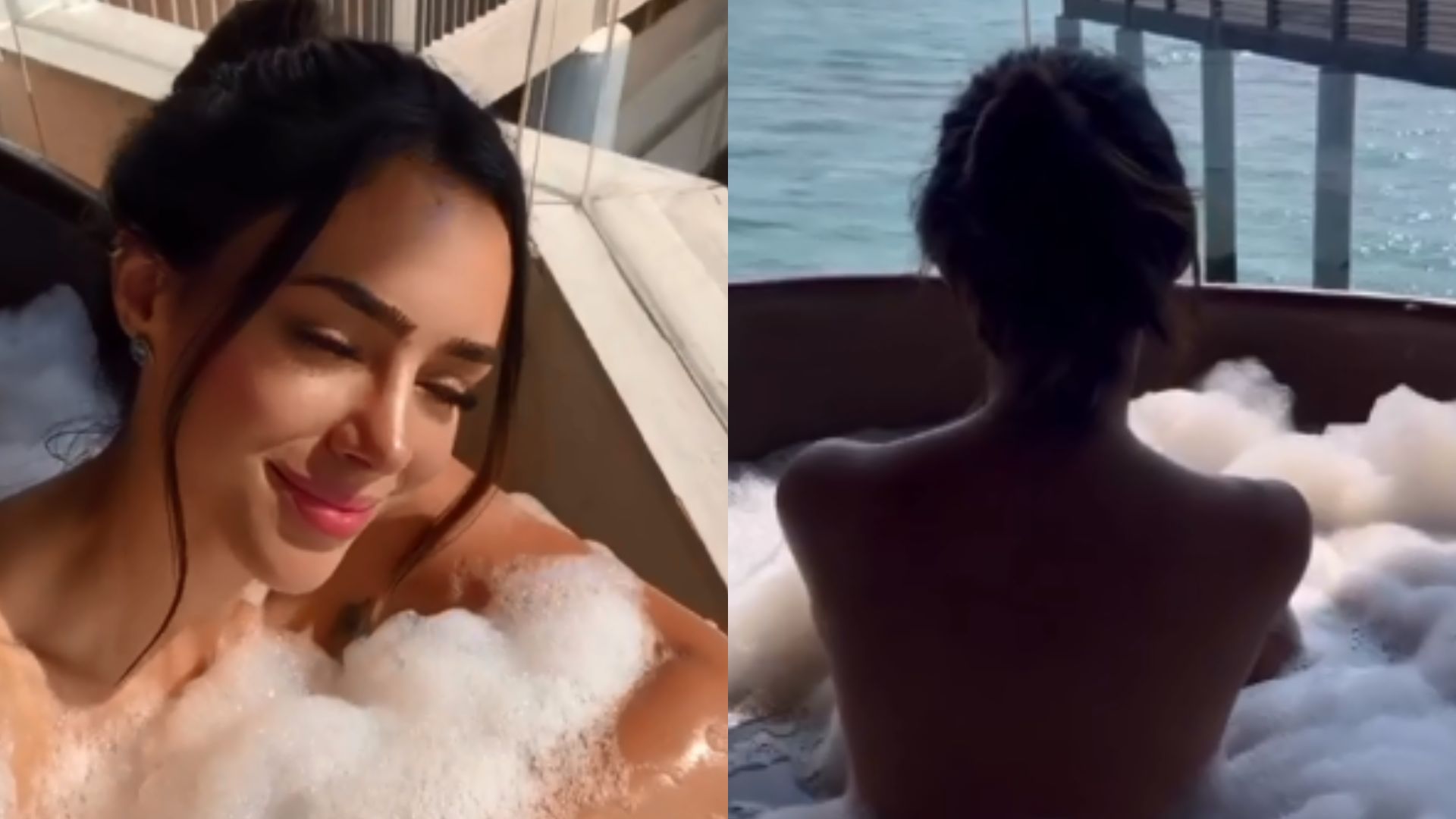 Ex-namorada de Neymar posa seminua em banheira de hotel luxuoso nas Maldivas