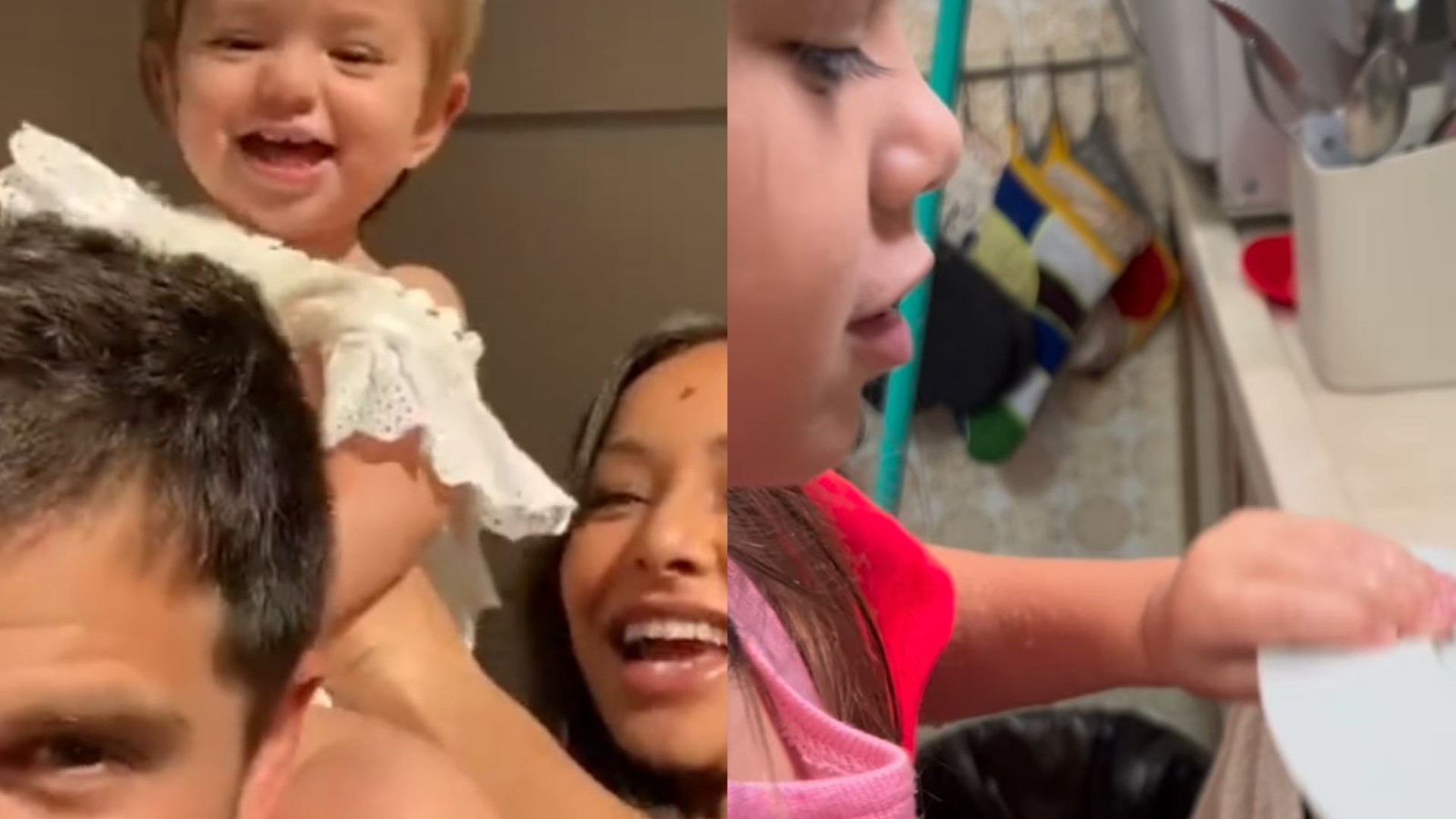 Leda Nagle publica flagra fofo de Zoe lavando louça: “pra não ficar cansada”