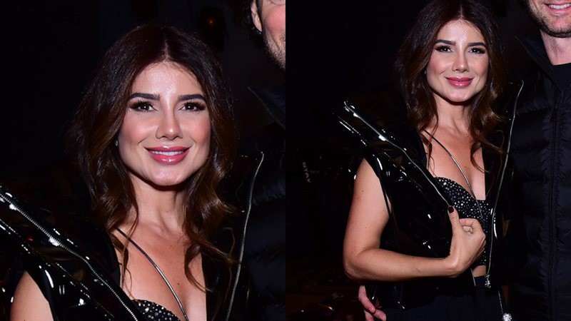 Em rara aparição, Paula Fernandes posa com o namorado durante evento fashion