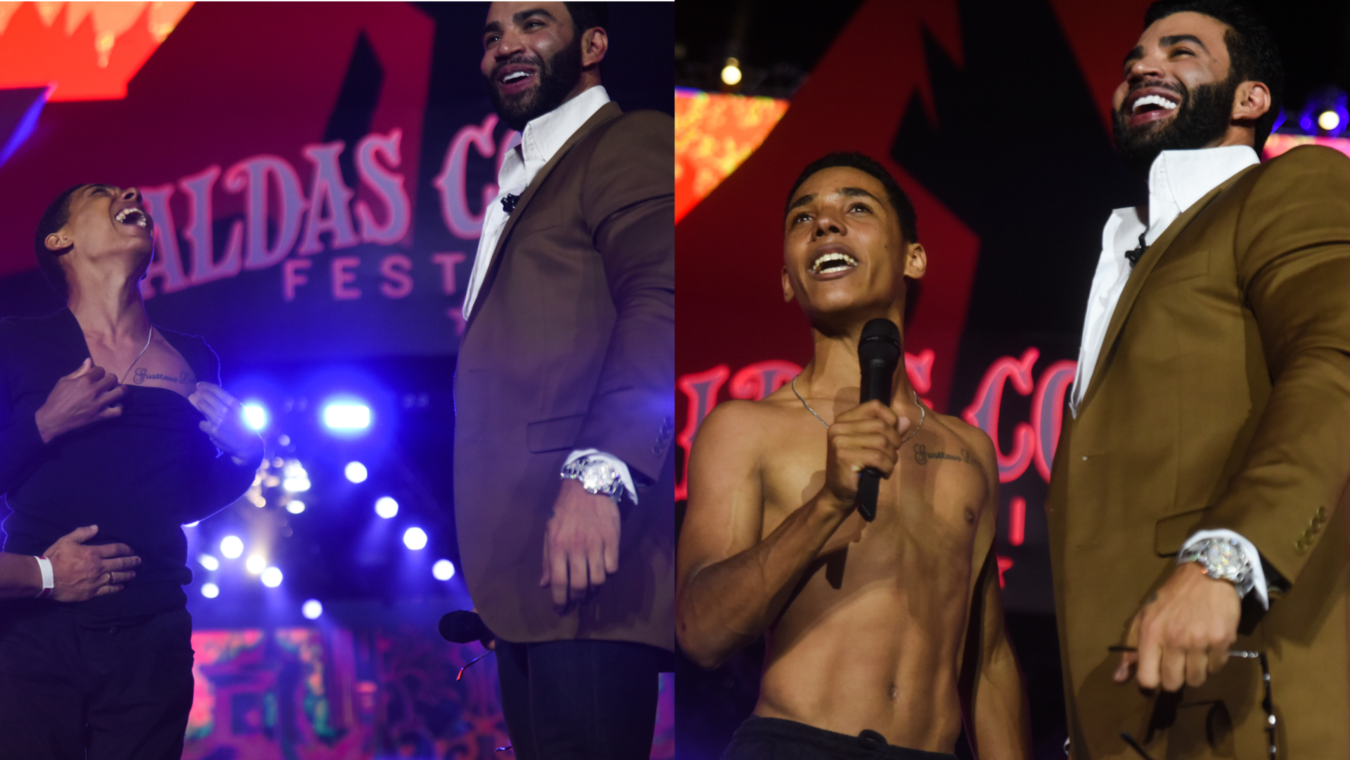 Fã com tatuagem de Gusttavo Lima invade o palco do cantor e recebe presente de R$ 15 mil
