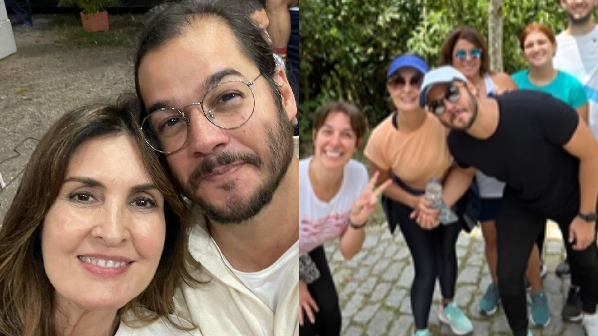 Fátima Bernardes e Túlio Gadêlha encontram William Bonner e a esposa em caminhada