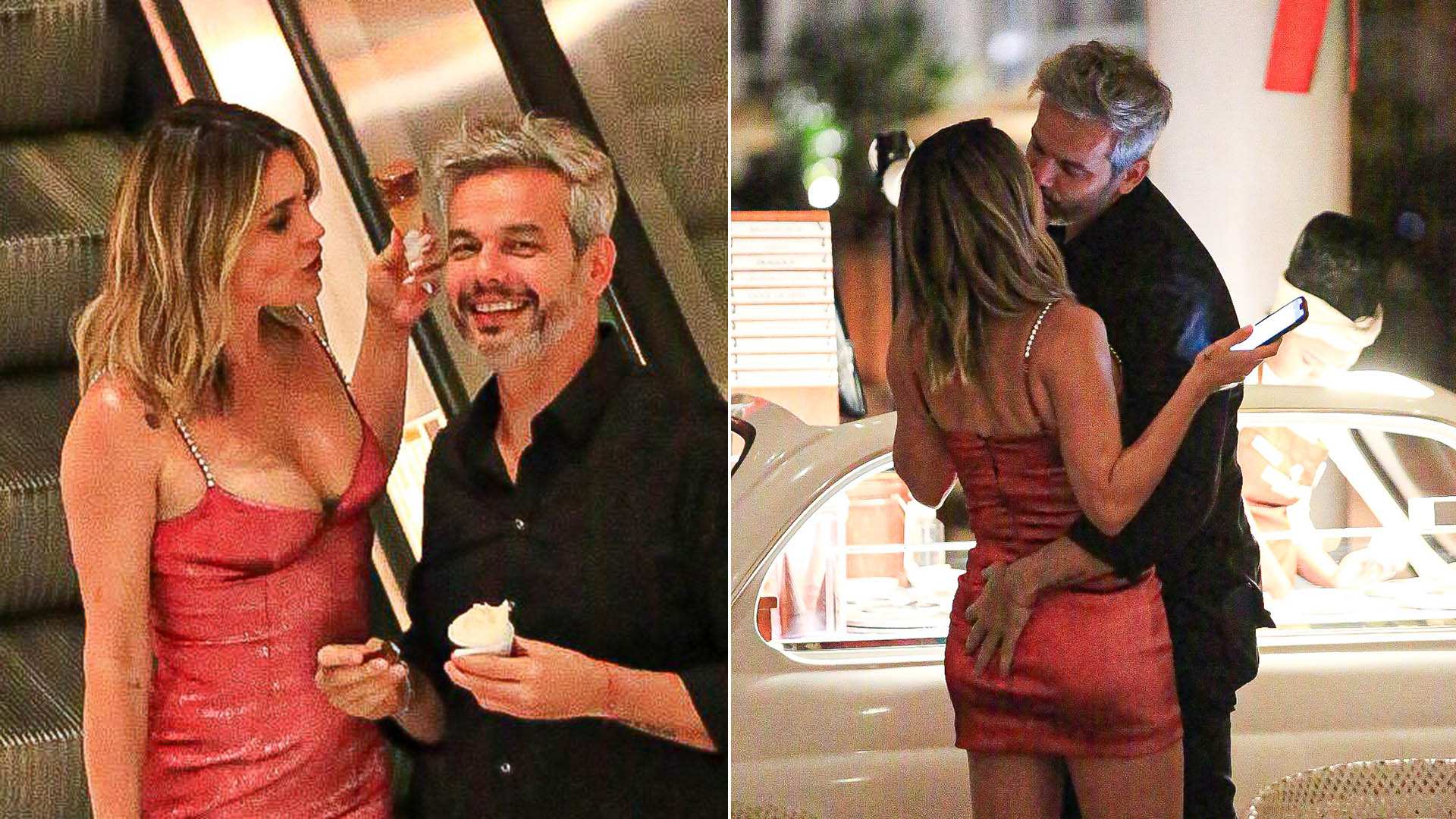 Flávia Alessandra e Otaviano Costa trocam carinhos em passeio no shopping