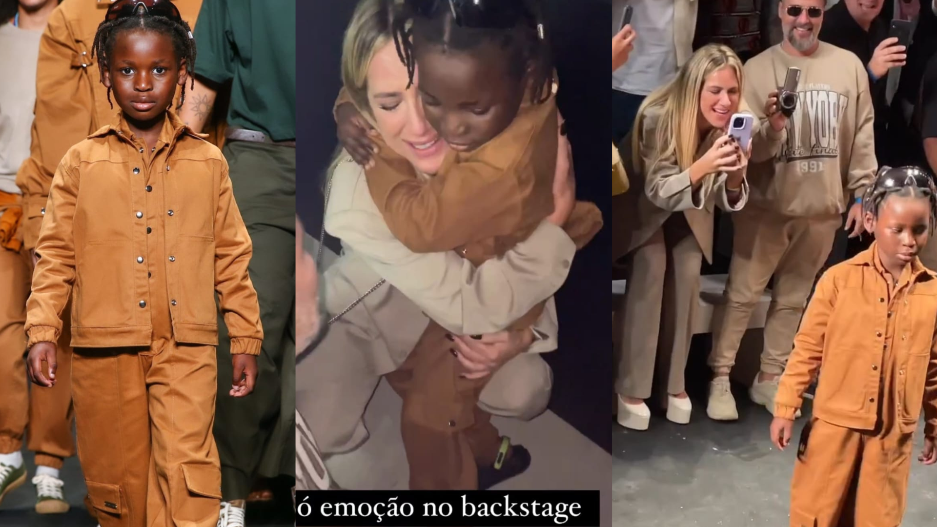 Gio Ewbank homenageia o filho, Bless, que desfilou a primeira vez na SPFW