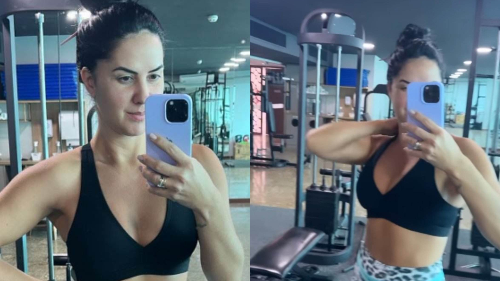 Graciele Lacerda se exibe no espelho da academia e choca com corpaço