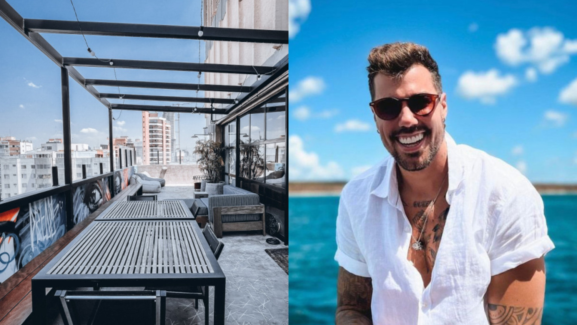Com vista para a cidade e banheiro luxuoso, Lipe Ribeiro mostra sua cobertura de R$ 2,6 milhões