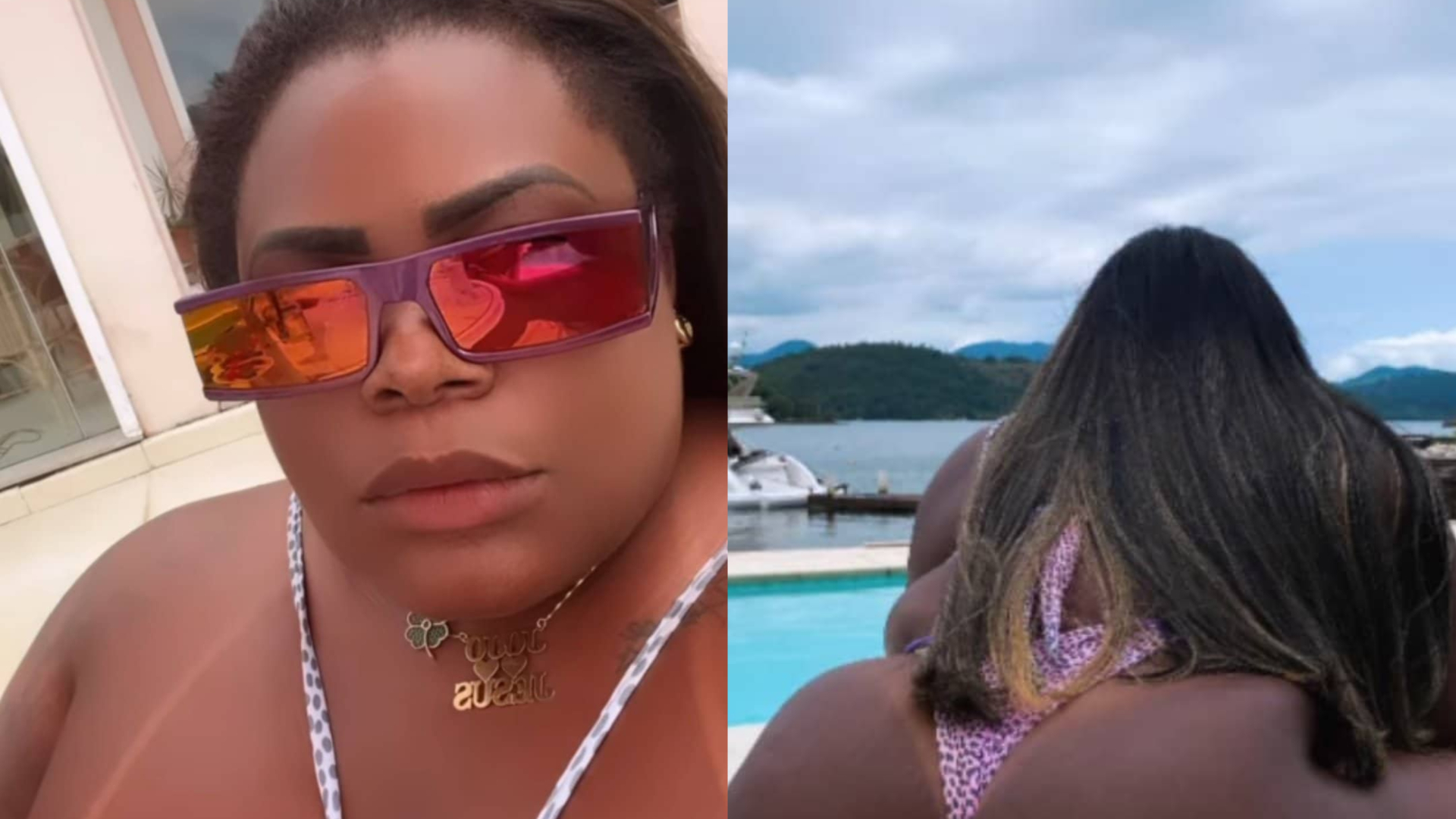De fio-dental, Jojo Todynho empina bumbum turbinado na piscina em foto de costas