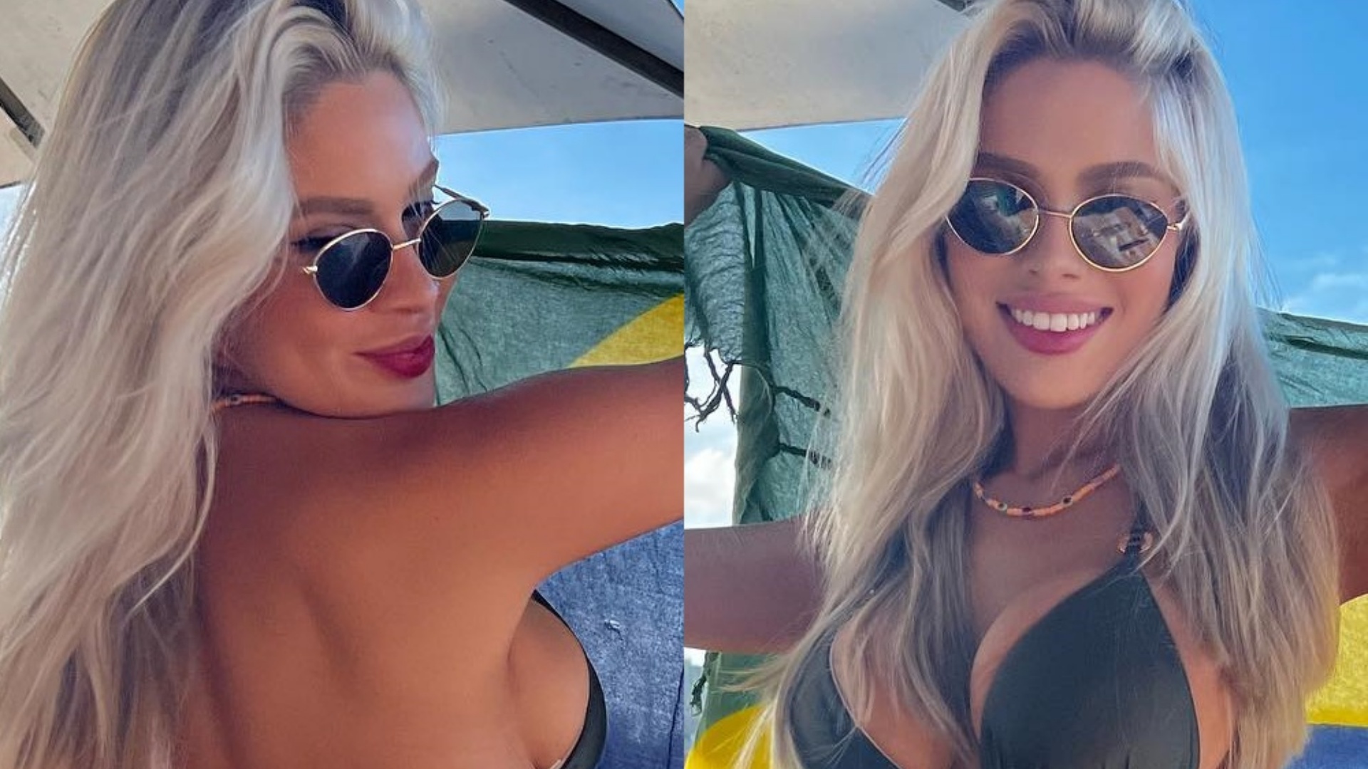 Solteira, Karoline Lima exibe corpaço ao usar biquíni fininho em dia de praia