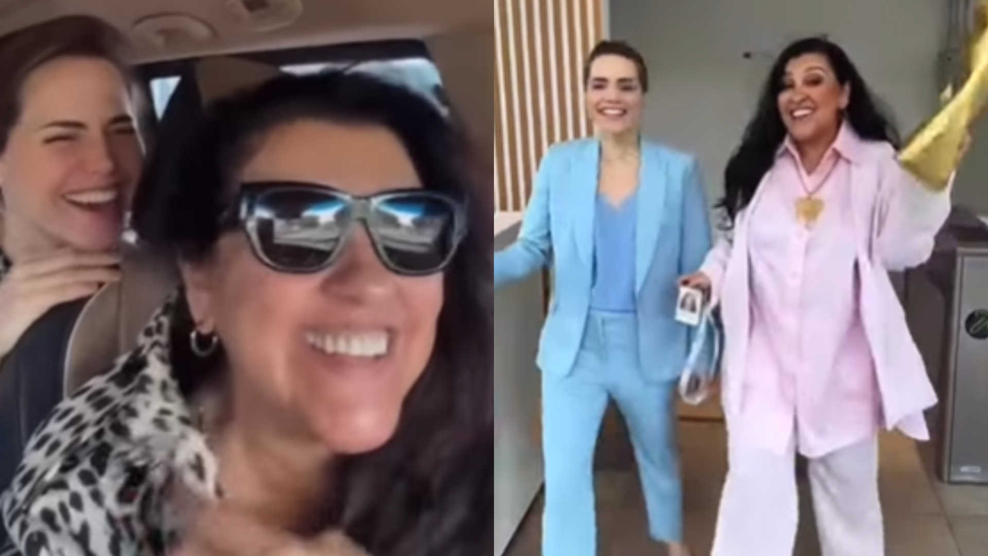Letícia Colin surge com Regina Casé para gravação de especial de fim de ano da Globo