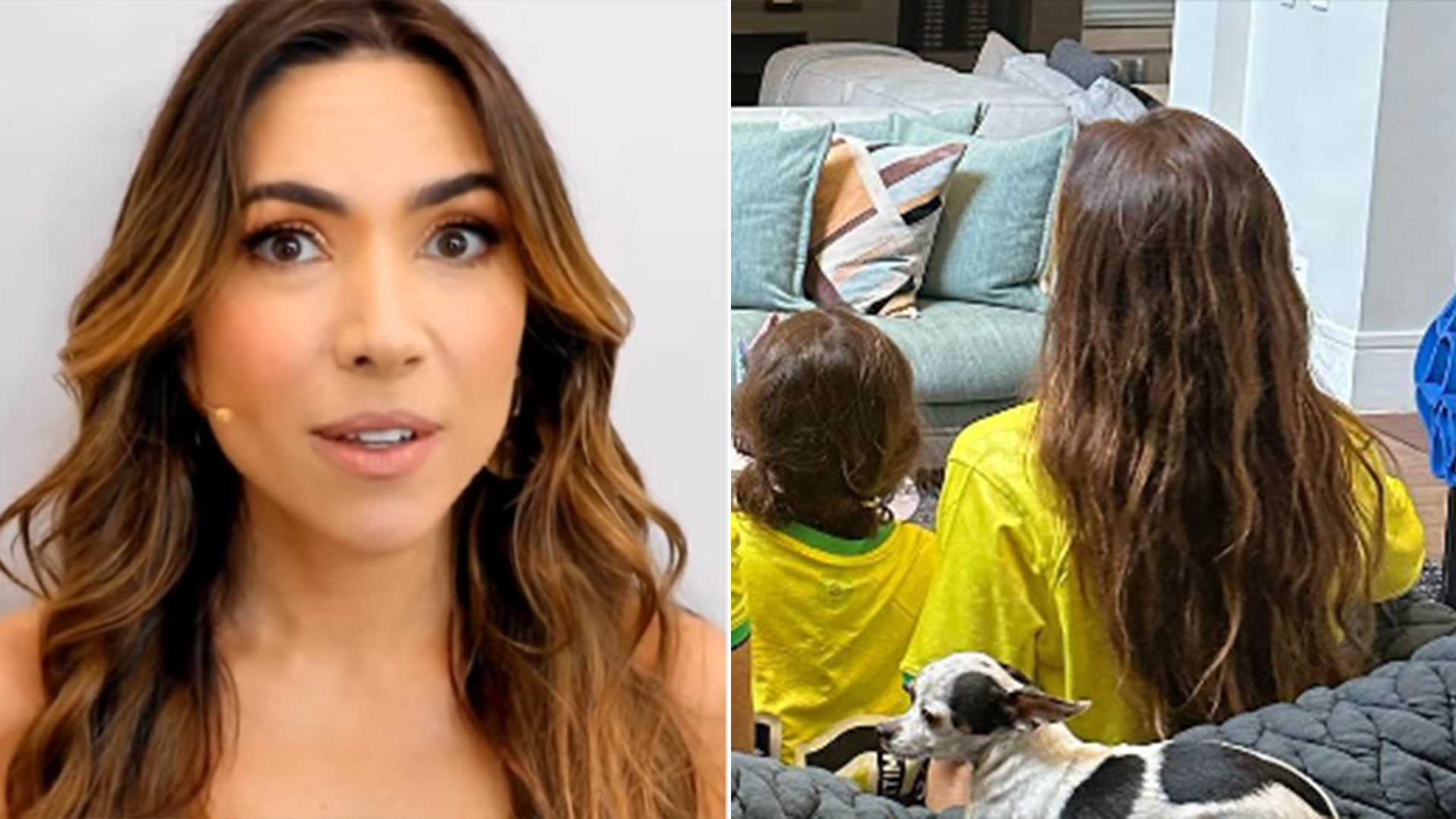 Patricia Abravanel exibe sala luxuosa ao mostrar a torcida da família pelo Brasil