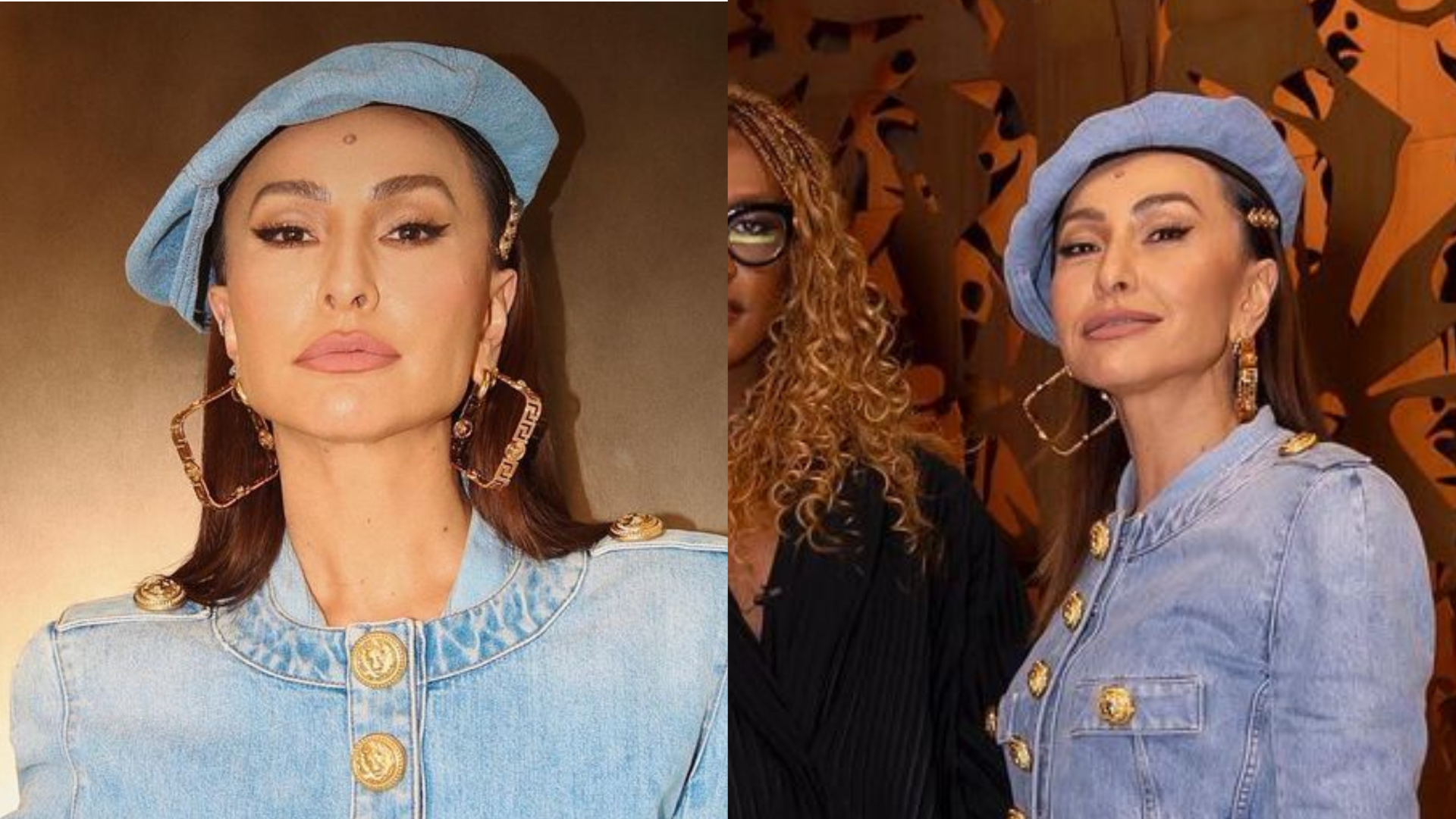 Sabrina Sato esbanja corpaço de look todo jeans com saia curtinha: ”Rainha da perfeição”