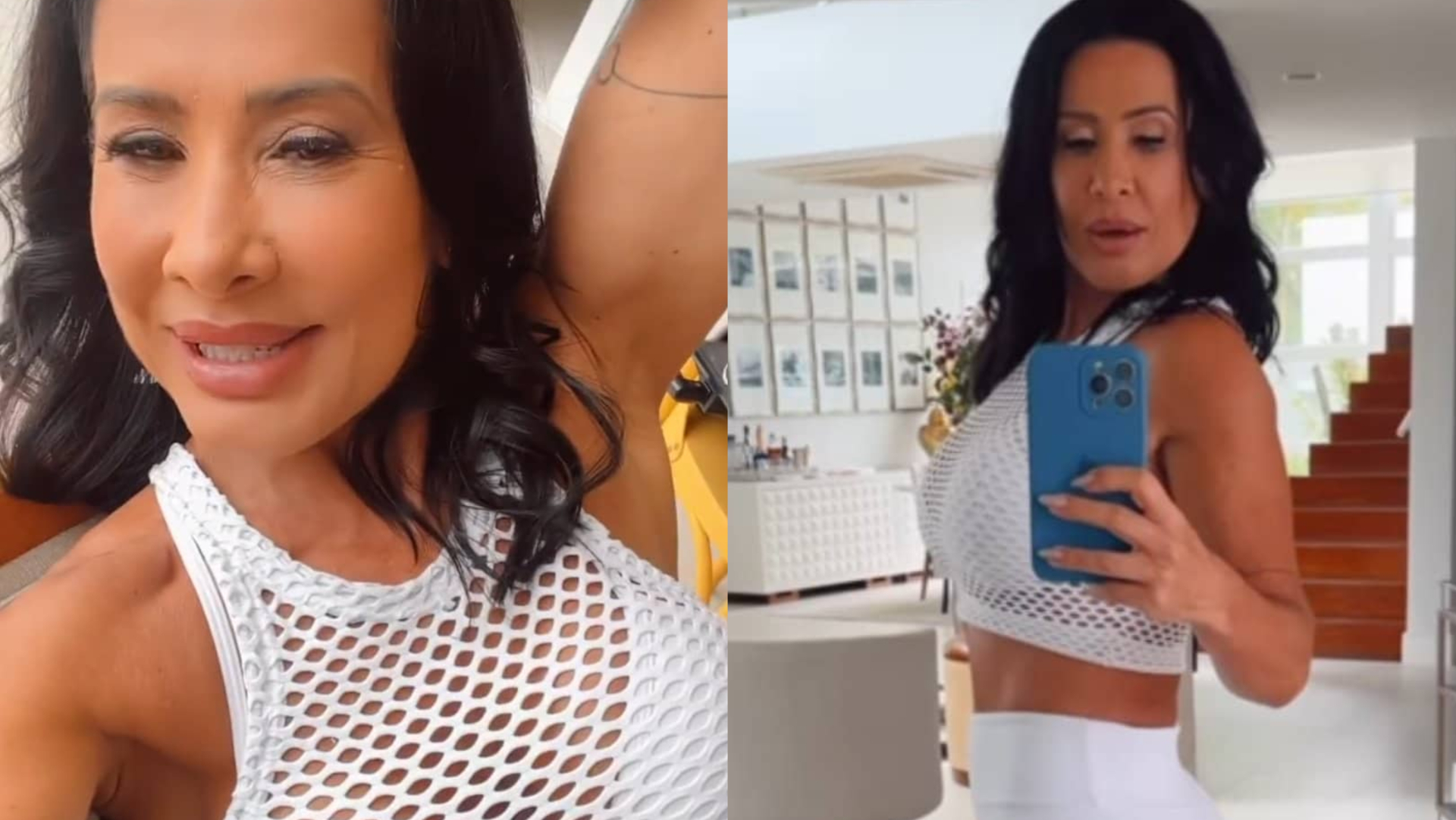 Aos 49 anos, Scheila Carvalho aposta em look branco de ginástica e choca com corpaço