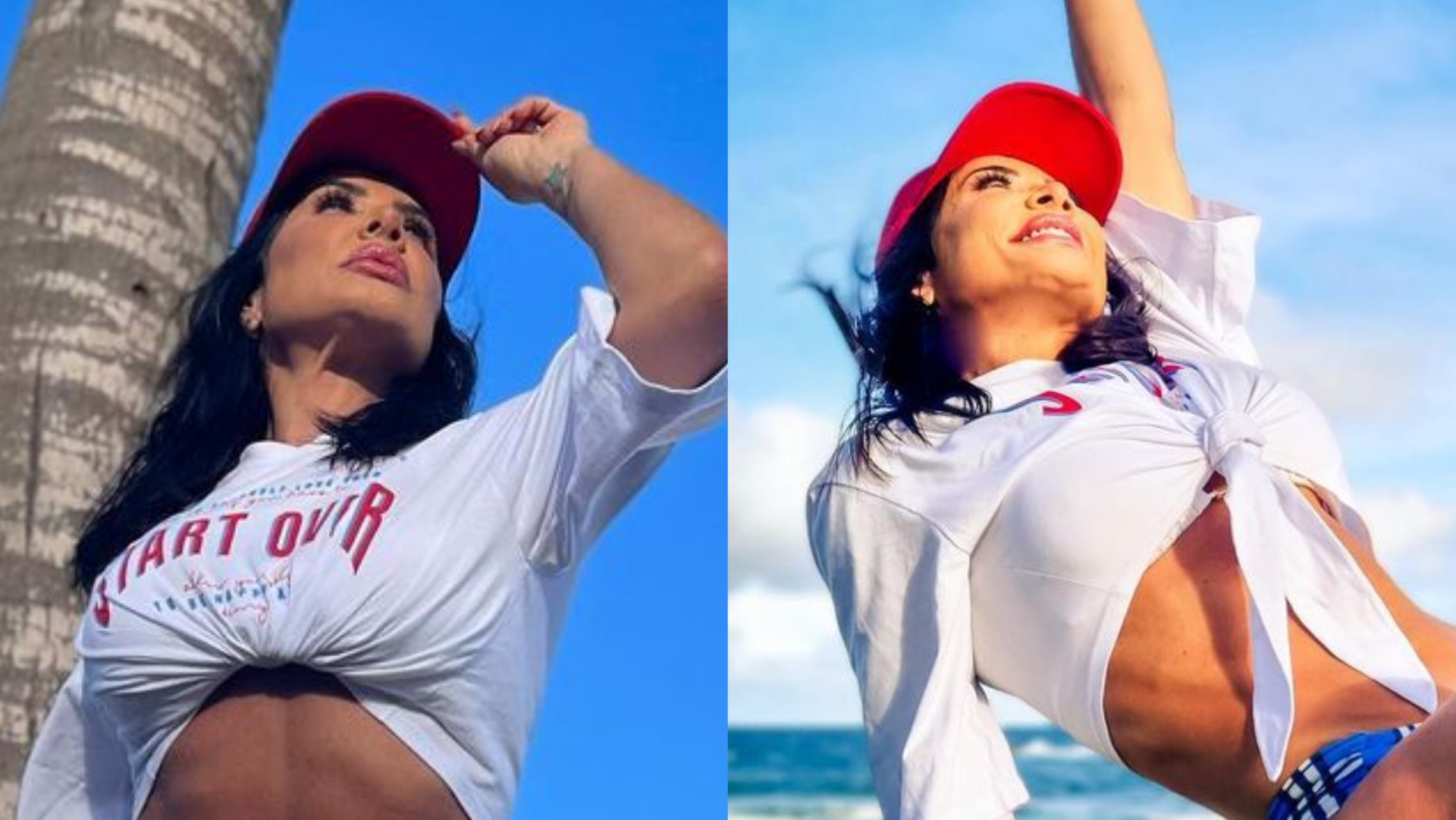 Aos 49 anos, Scheila Carvalho rouba a cena com barriga sarada e pernões: ”Que corpo, Brasil!”