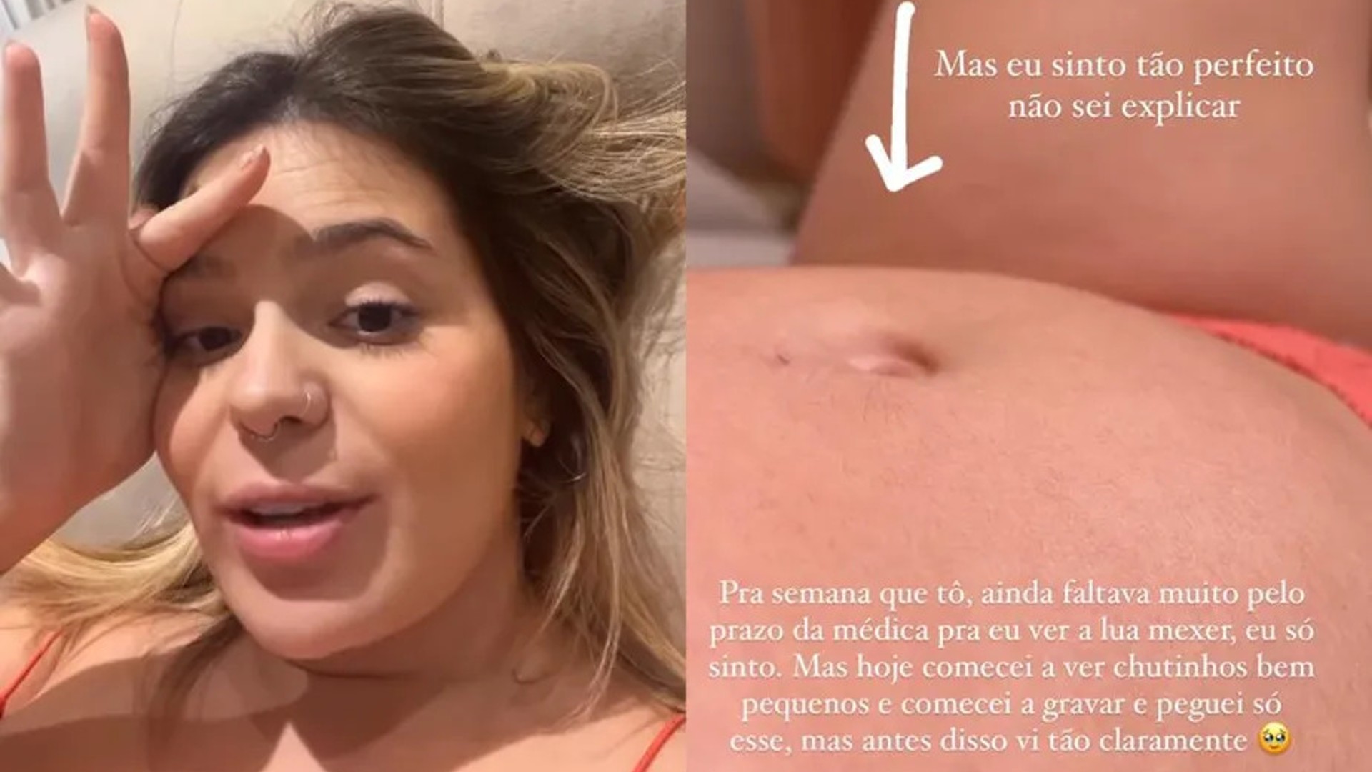 Viih Tube se surpreende ao sentir bebê “chutar” na barriga pela primeira vez