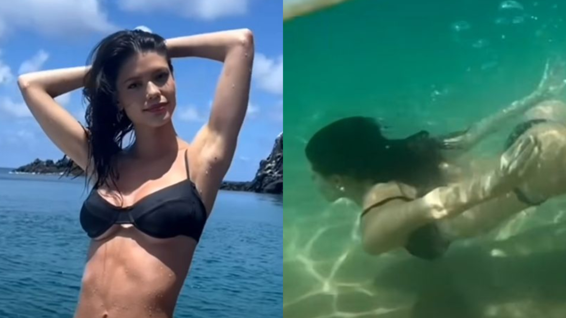 De biquíni cavado, Vitória Strada ostenta corpaço em Fernando de Noronha: ”Perfeição”