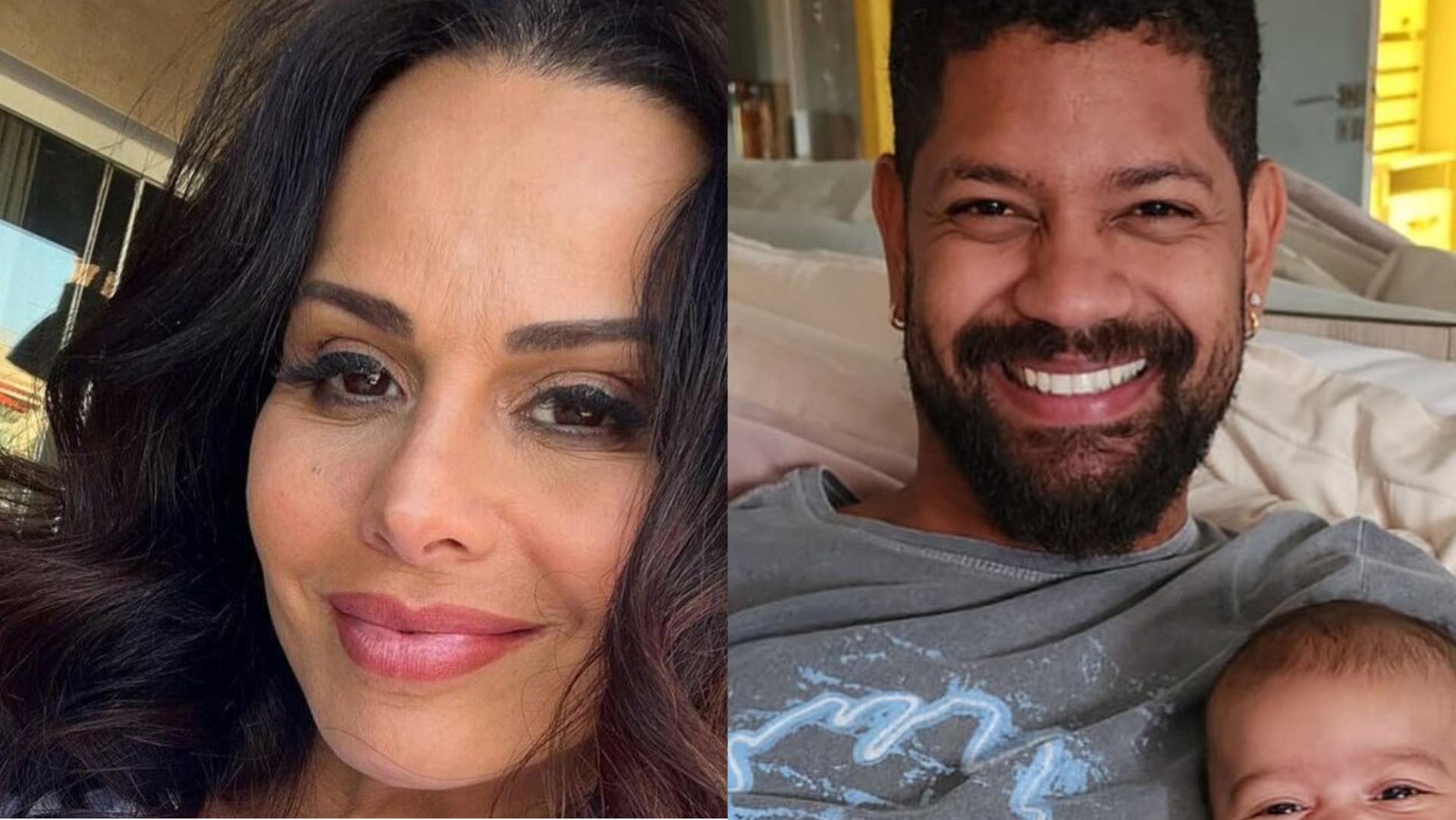 Viviane Araújo se derrete ao mostrar o marido com o filho sorrindo: ”A cara do pai”