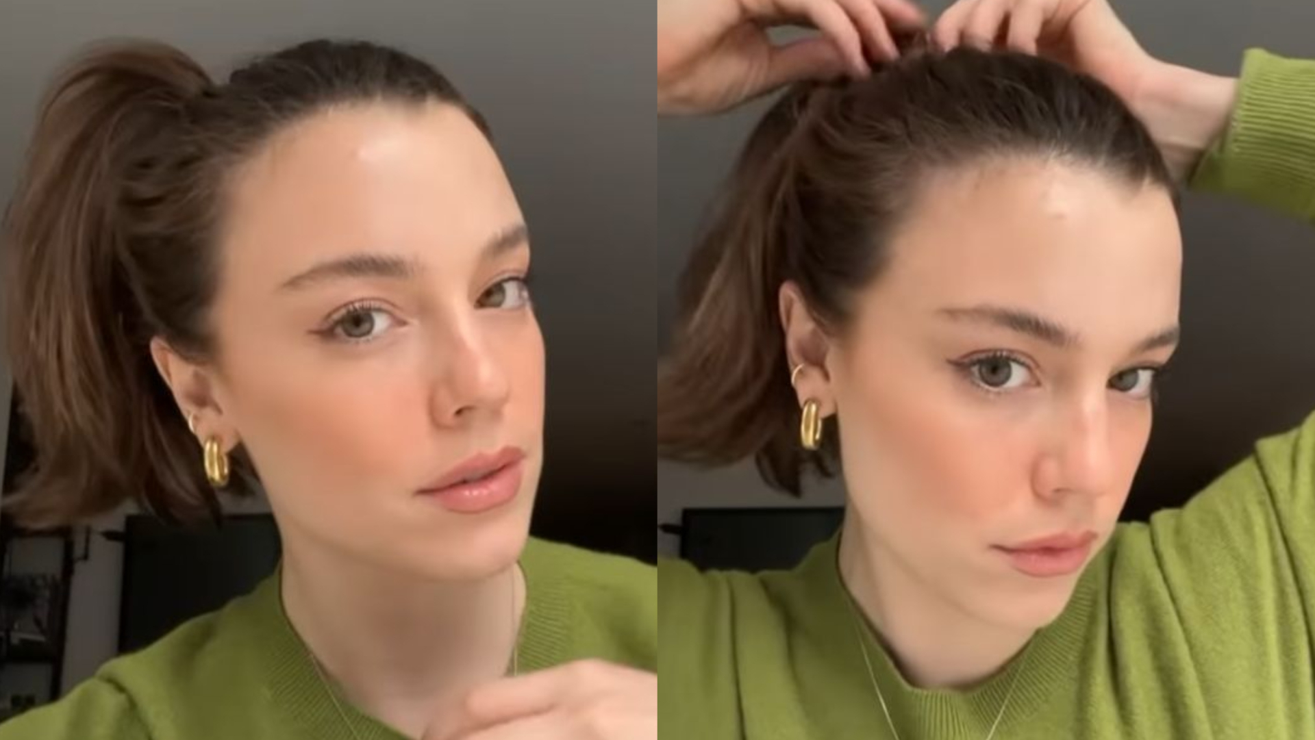 De look verde, Alice Wegmann esbanja beleza ao posar produzida: ”Pele de milhões”