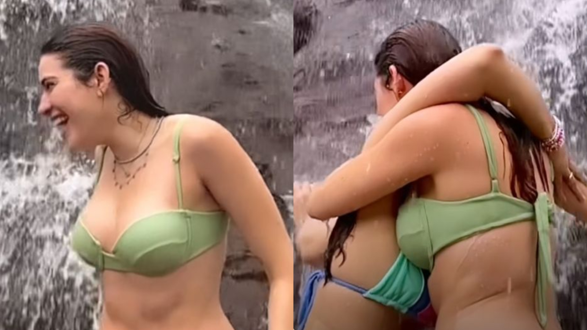 No Amazonas, Ana Clara Lima curte dia na cachoeira com Vivian Amorim