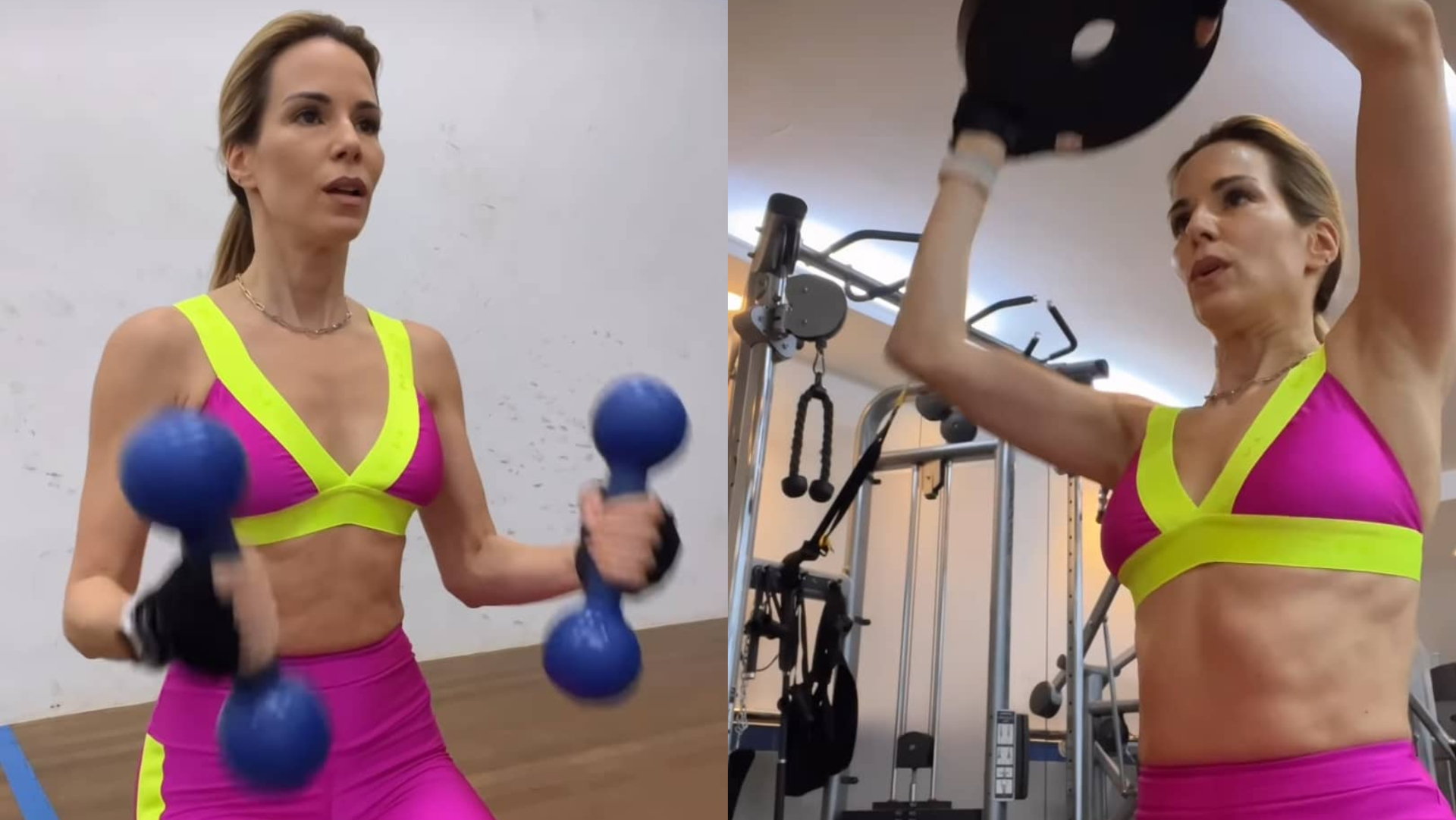 Aos 49 anos, Ana Furtado rouba a cena na ao exibir curvas treinadas em look de ginástica vibrante