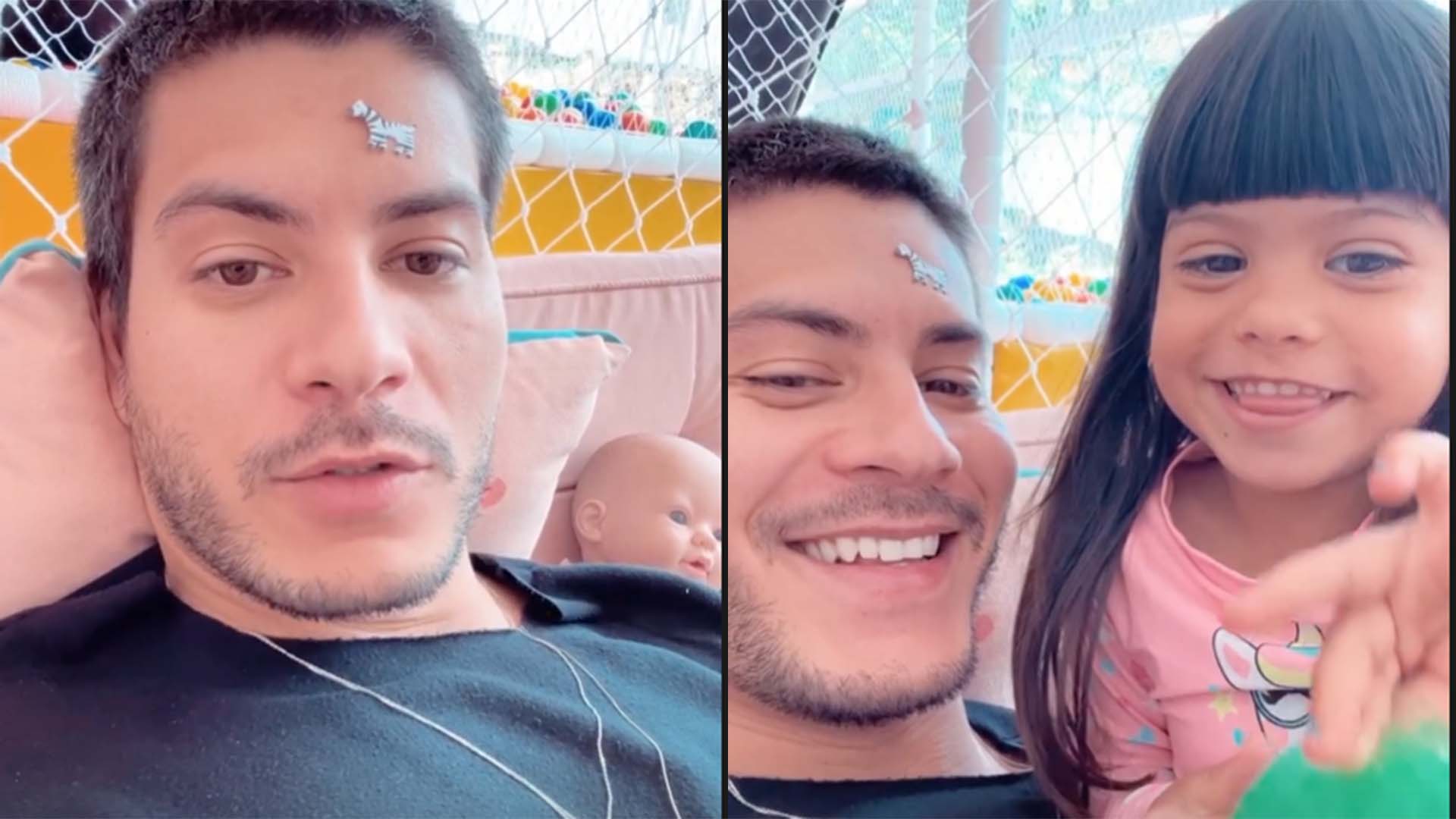 Arthur Aguiar surge com a filha após se separar de Maíra Cardi