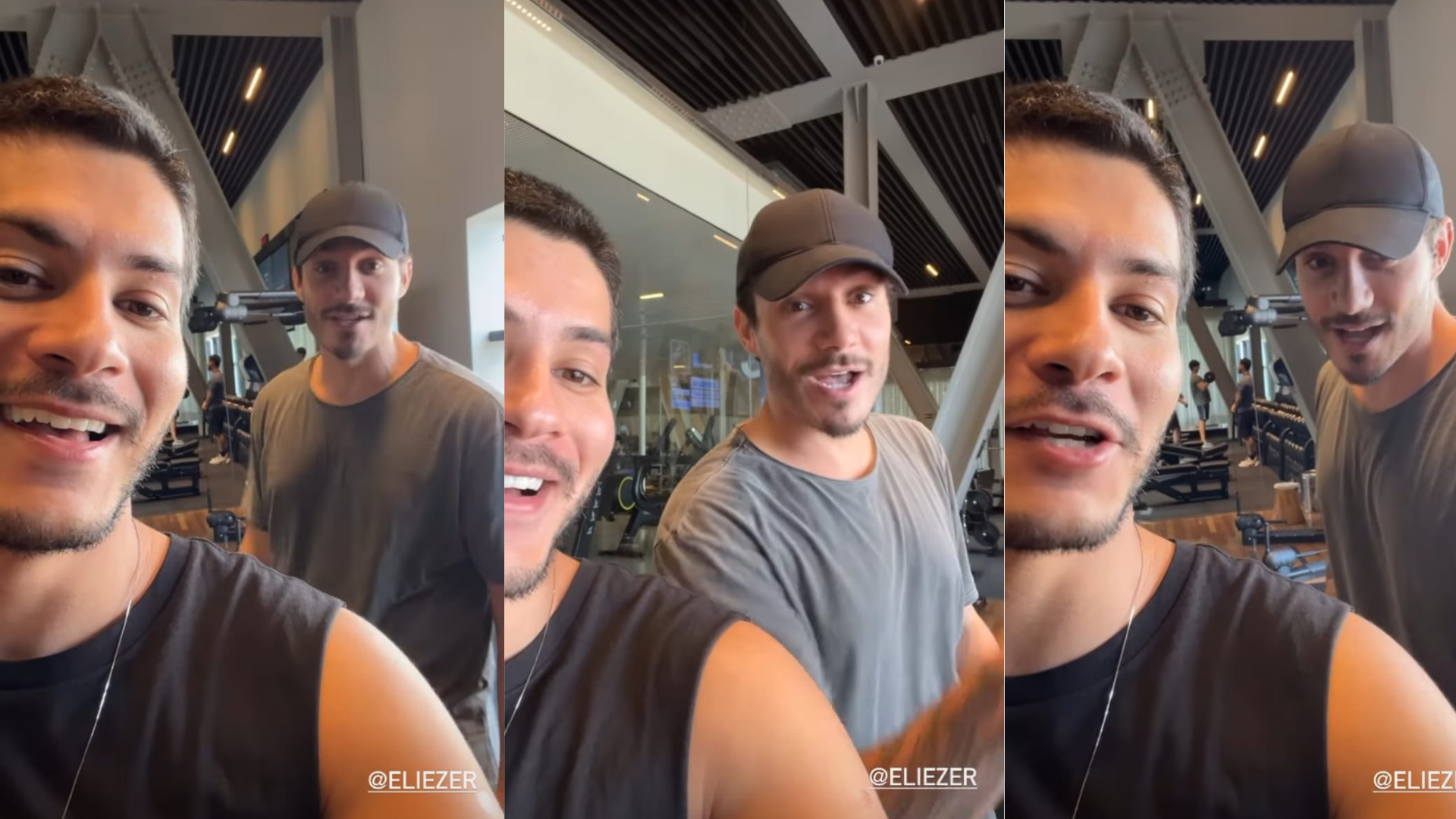 Arthur Aguiar tem encontro ‘improvável’ com Eliezer na academia