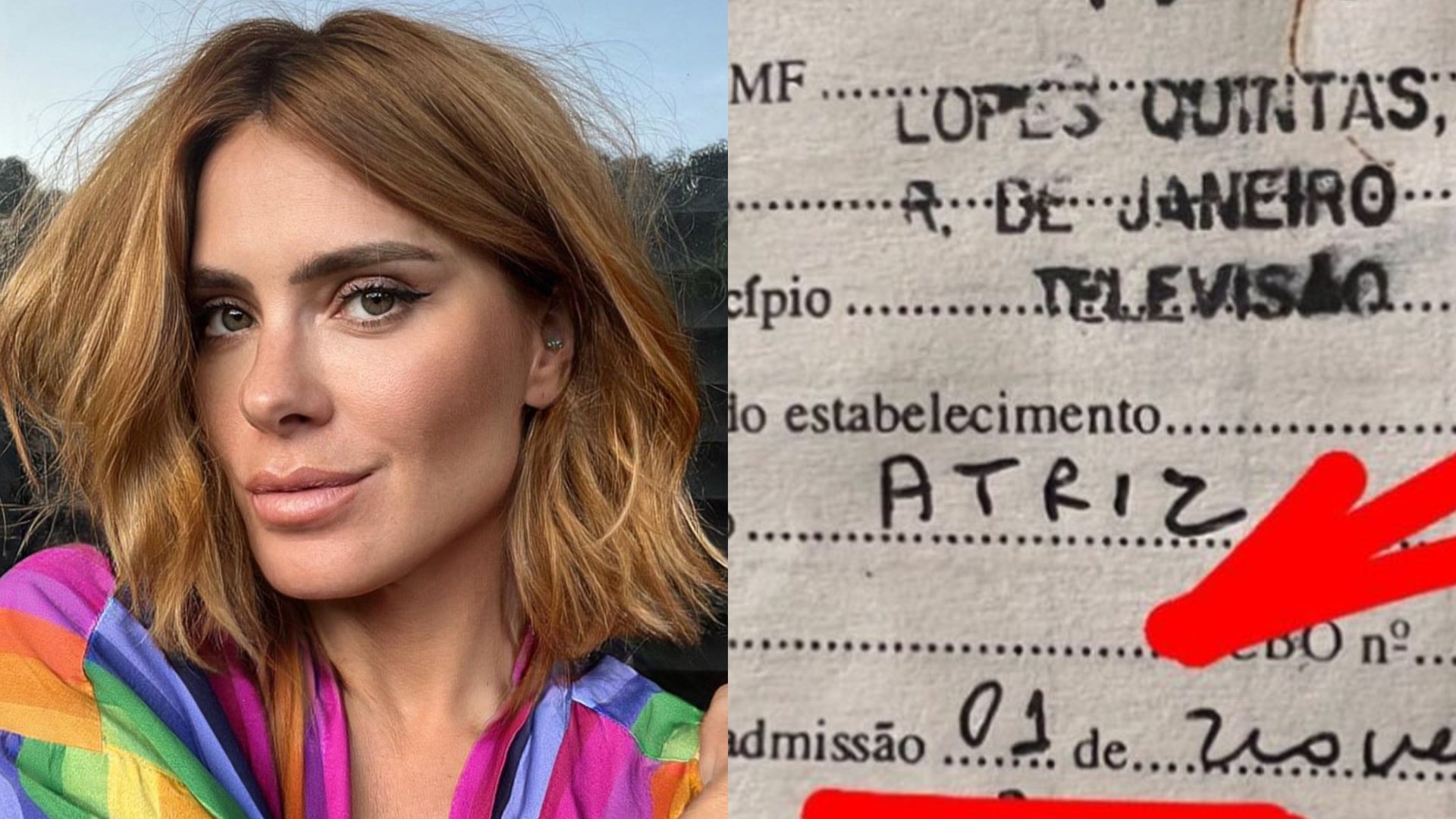 Carolina Dieckmann mostra carteira de trabalho e celebra 30 anos de carreira: ”Passa um filme na cabeça”