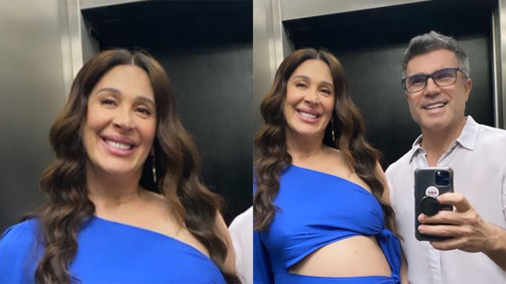 Grávida, Claudia Raia deixa a barriga à mostra em vestido com recortes