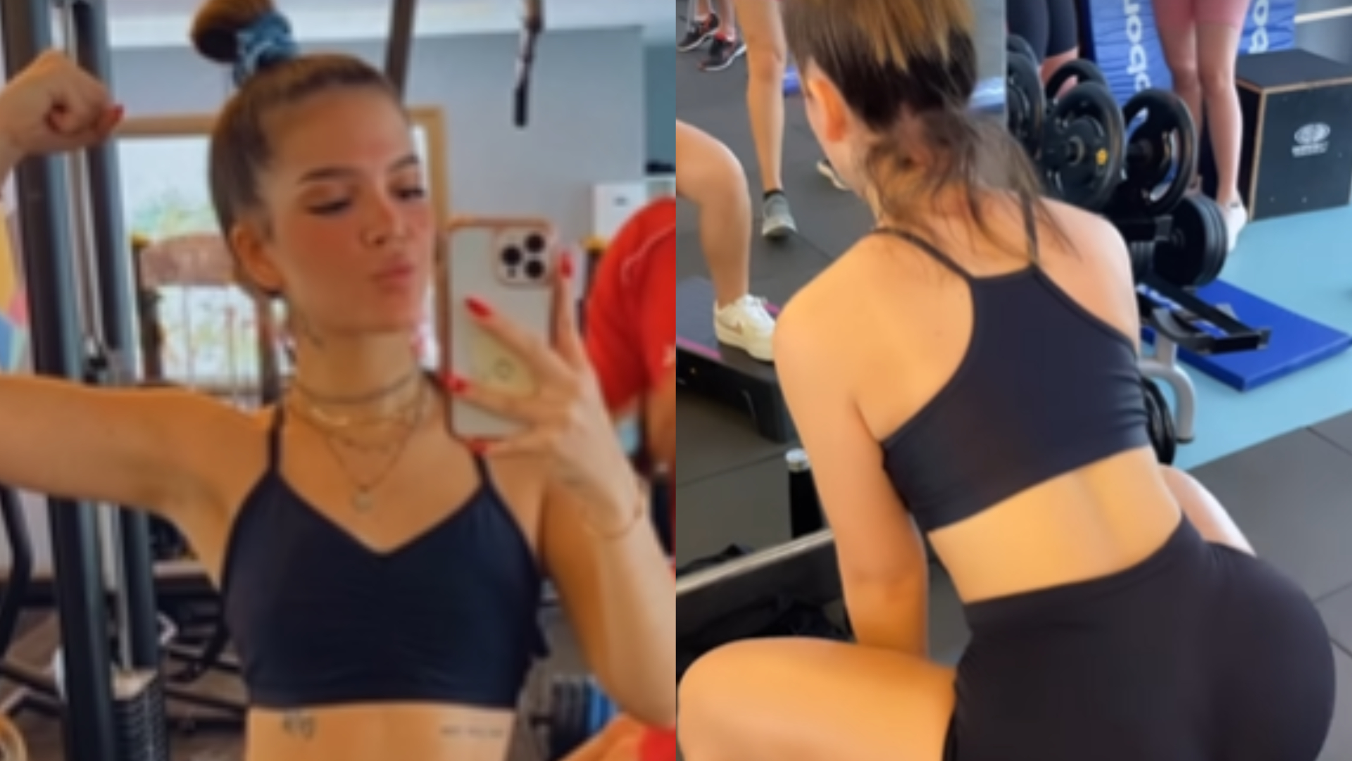 De shortinho e top, Mel Maia pega pesado em treino e ostenta corpaço