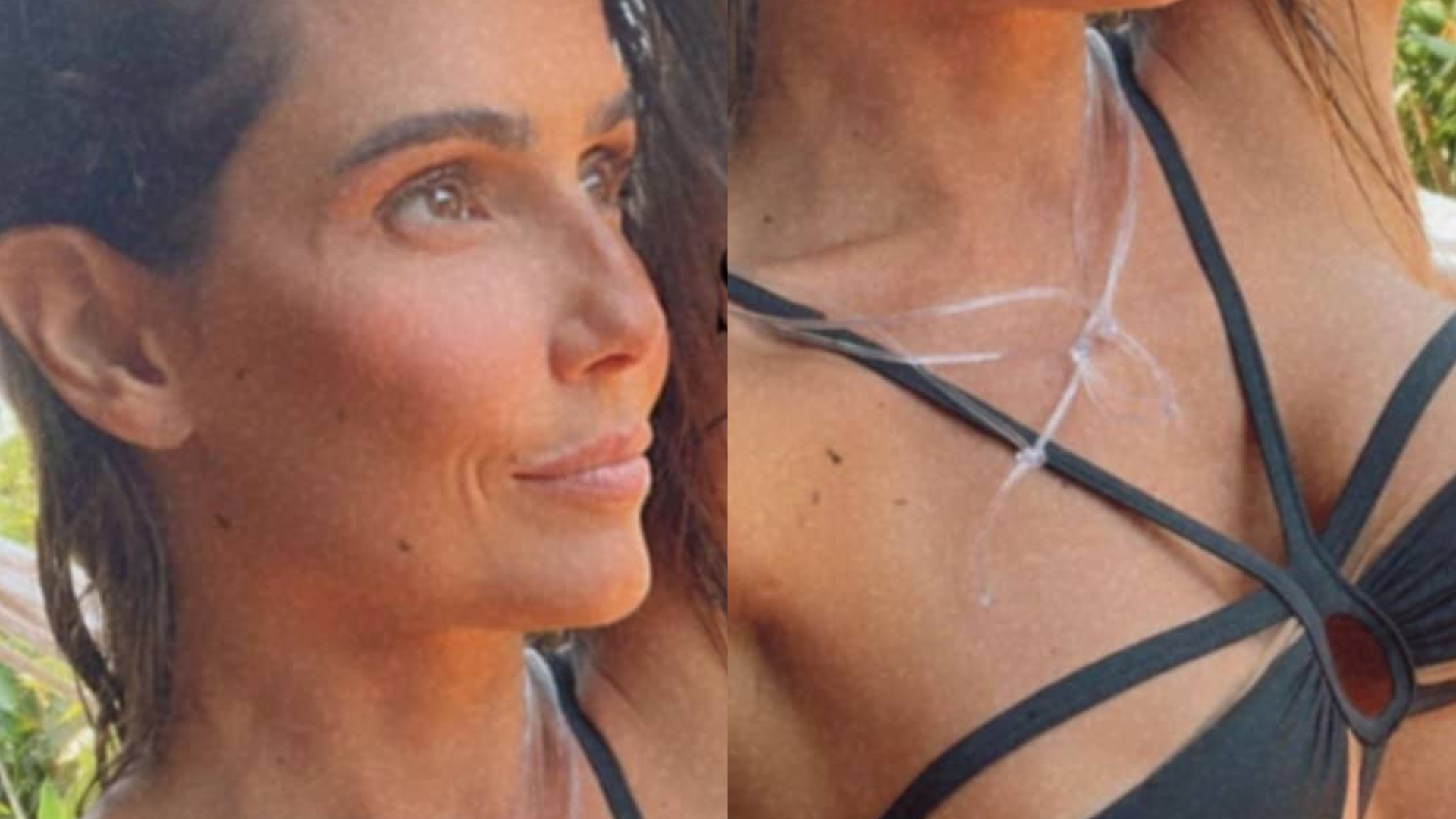 De biquíni recortado, Deborah Secco escandaliza com corpaço fora do comum