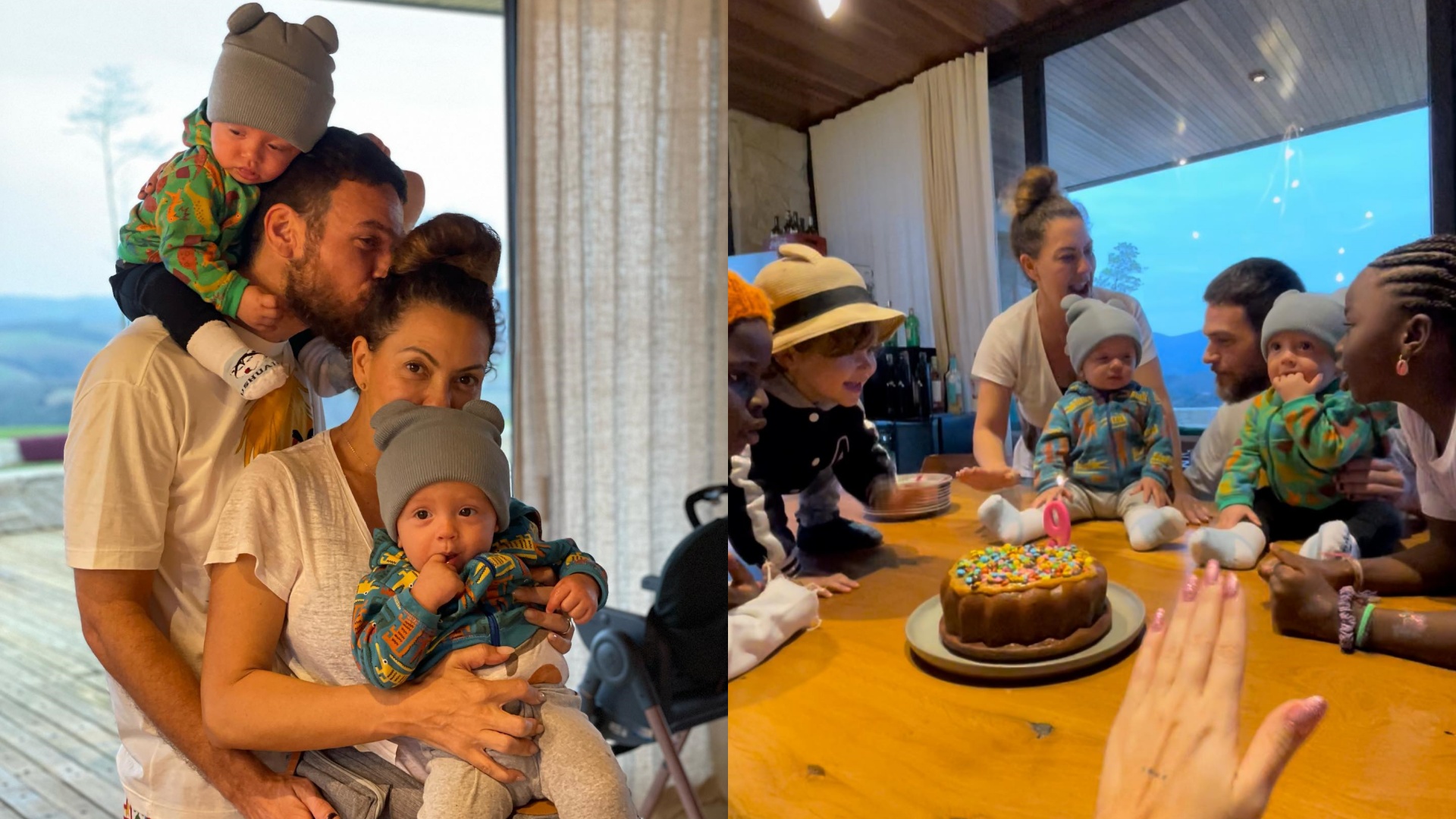Com festa intimista, Fabiula Nascimento e Emílio Dantas comemoram os nove meses dos filhos gêmeos