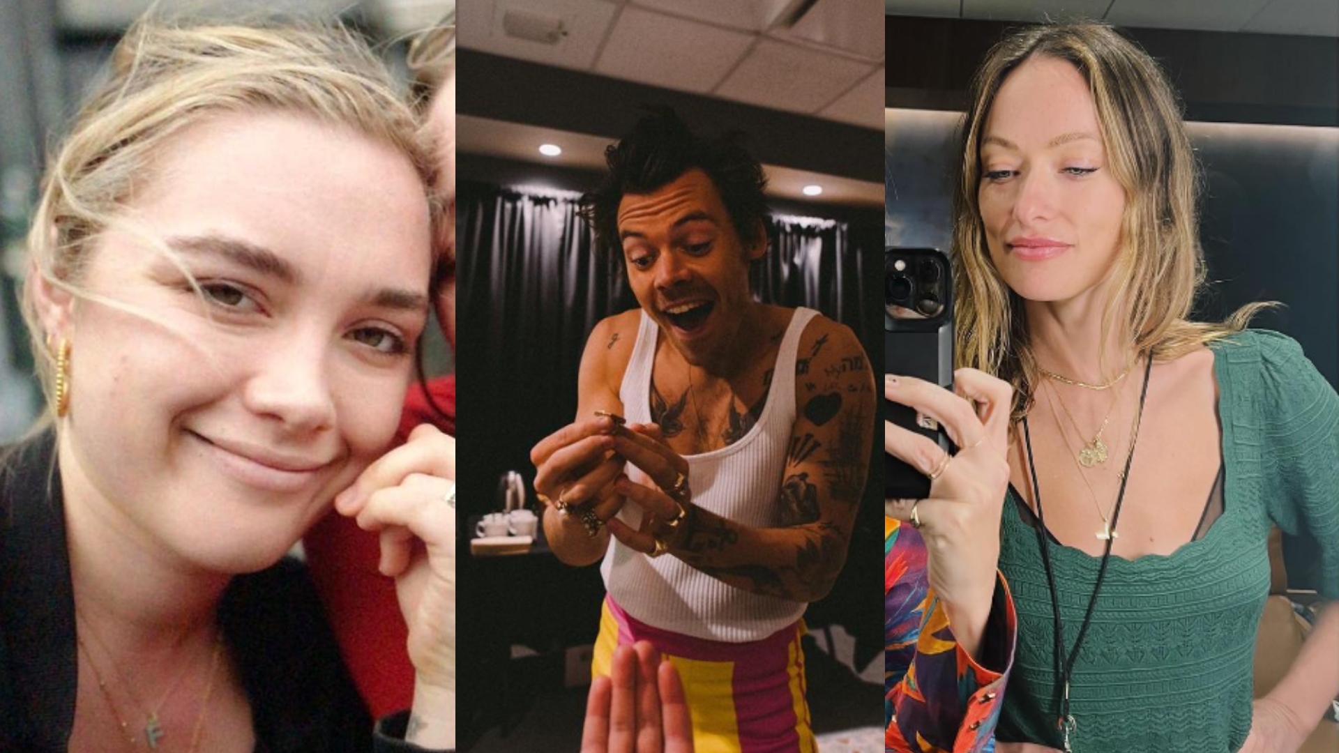 Harry Styles e Florence Pugh teriam se beijado no set de filme, dando início a rixa com Olivia Wilde