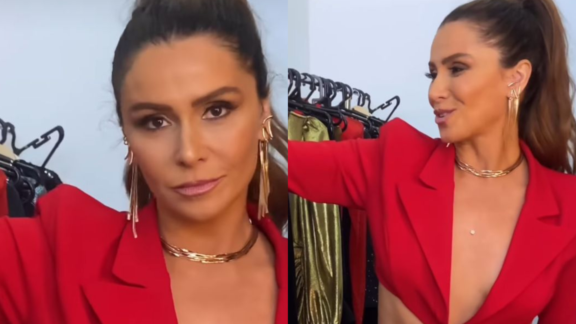 Giovanna Antonelli ostenta curvas de macacão vermelho recortado: ”Que mulher”