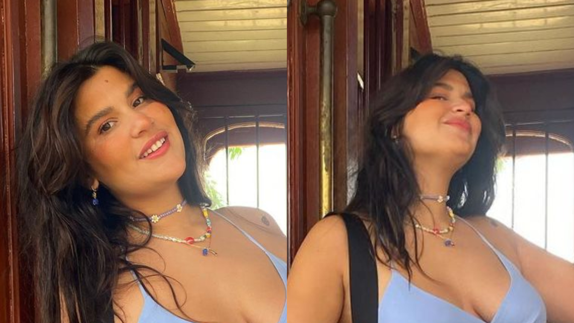 Sem sutiã, Giulia Costa exibe decotão ao posar de vestido azul: ”Muito gata”