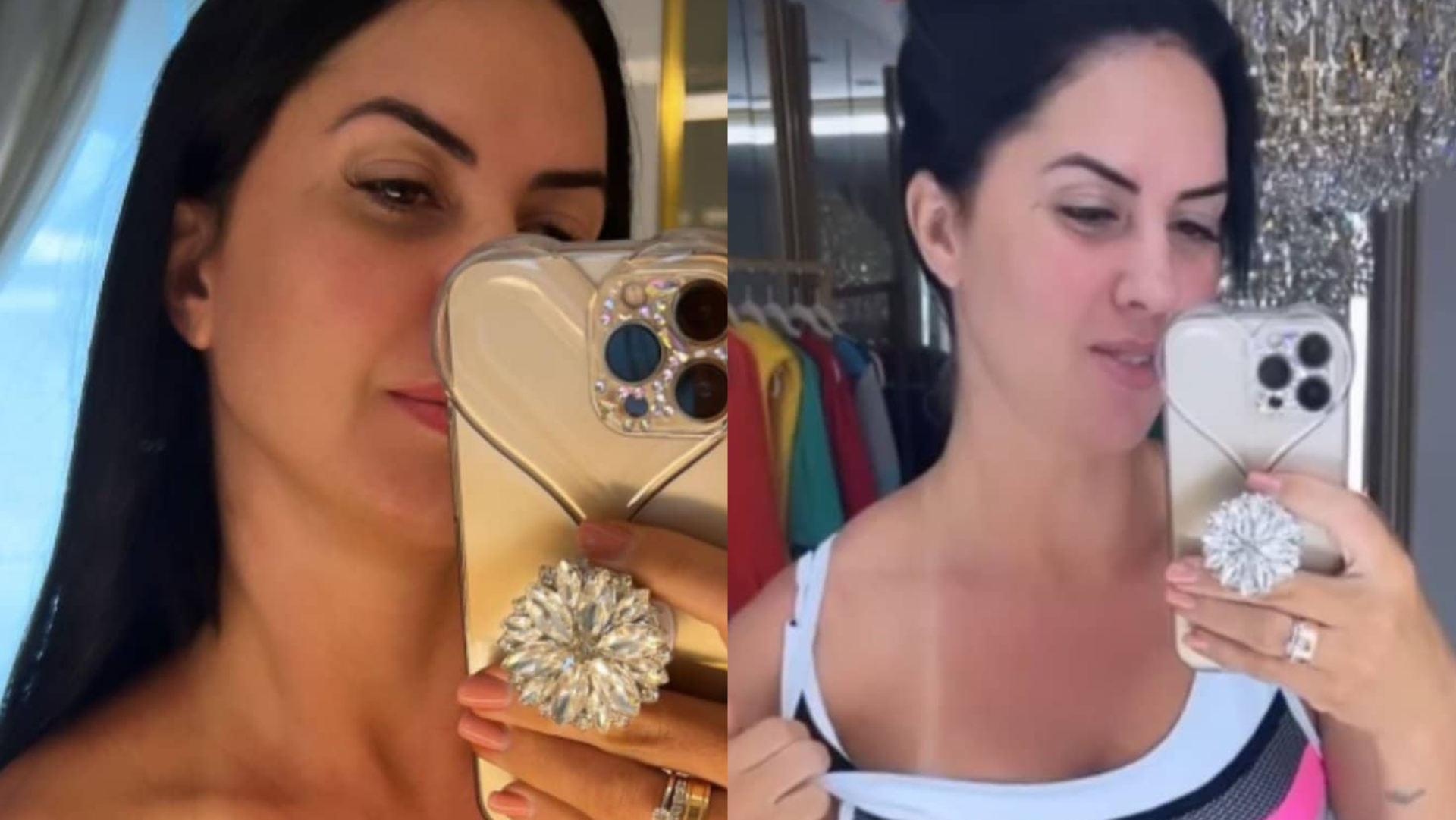 Tirando a roupa, Graciele Lacerda exibe marquinha de bronzeado e faz a temperatura subir
