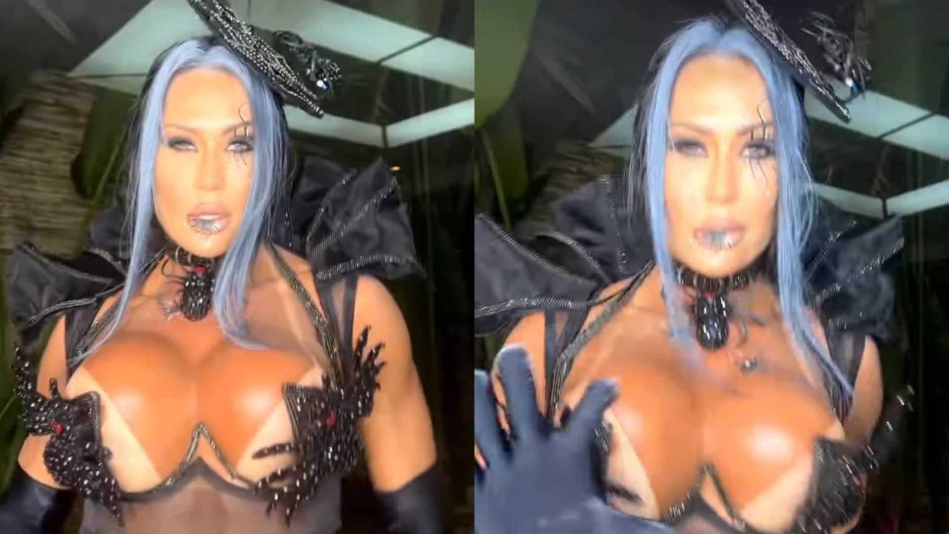 Quase nua, Gracyanne Barbosa rouba a cena em festa de Halloween com fantasia ousada