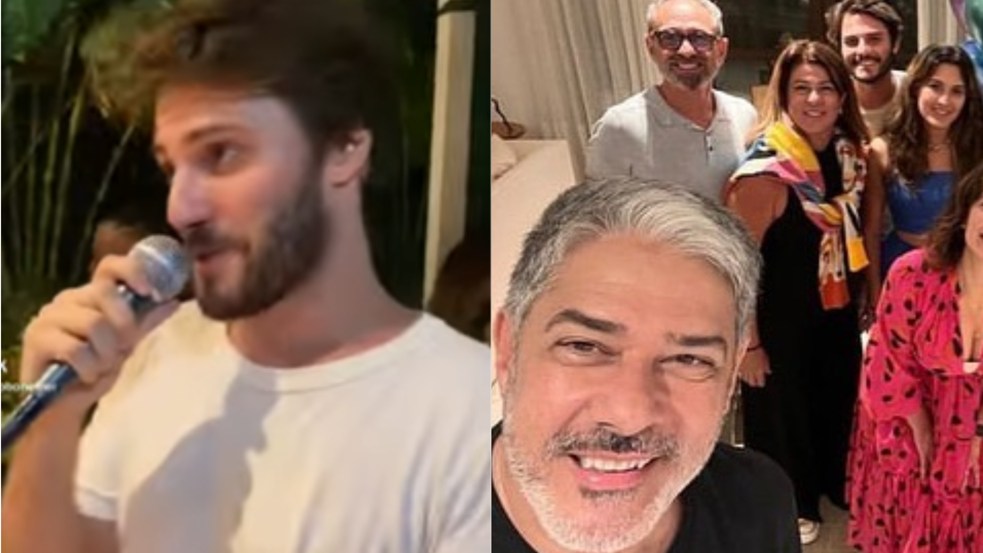 Hugo Bonemer posa com o primo, William Bonner, e família