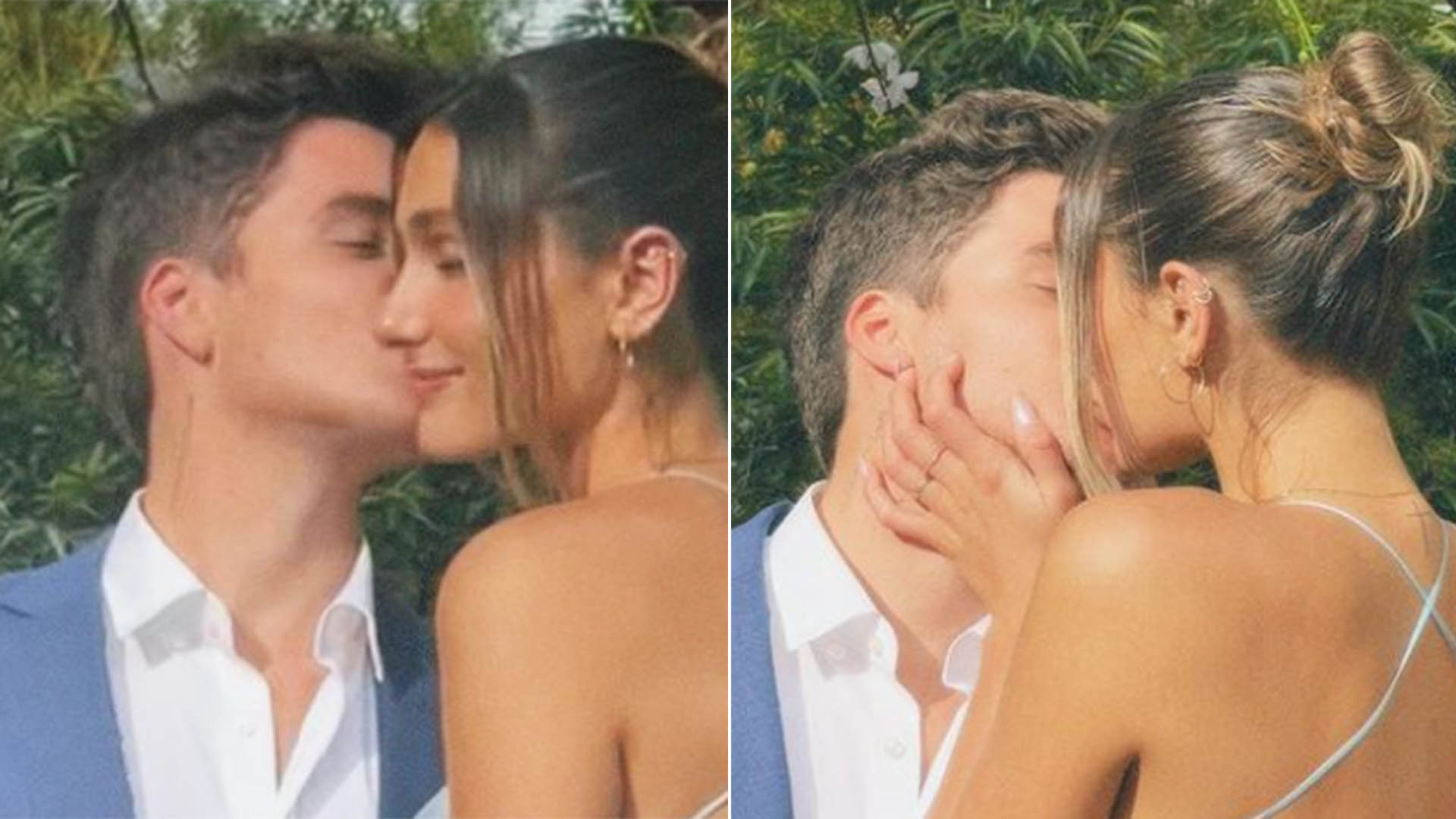 Sasha Meneghel usa look com decote até o limite nas costas no casamento do pai