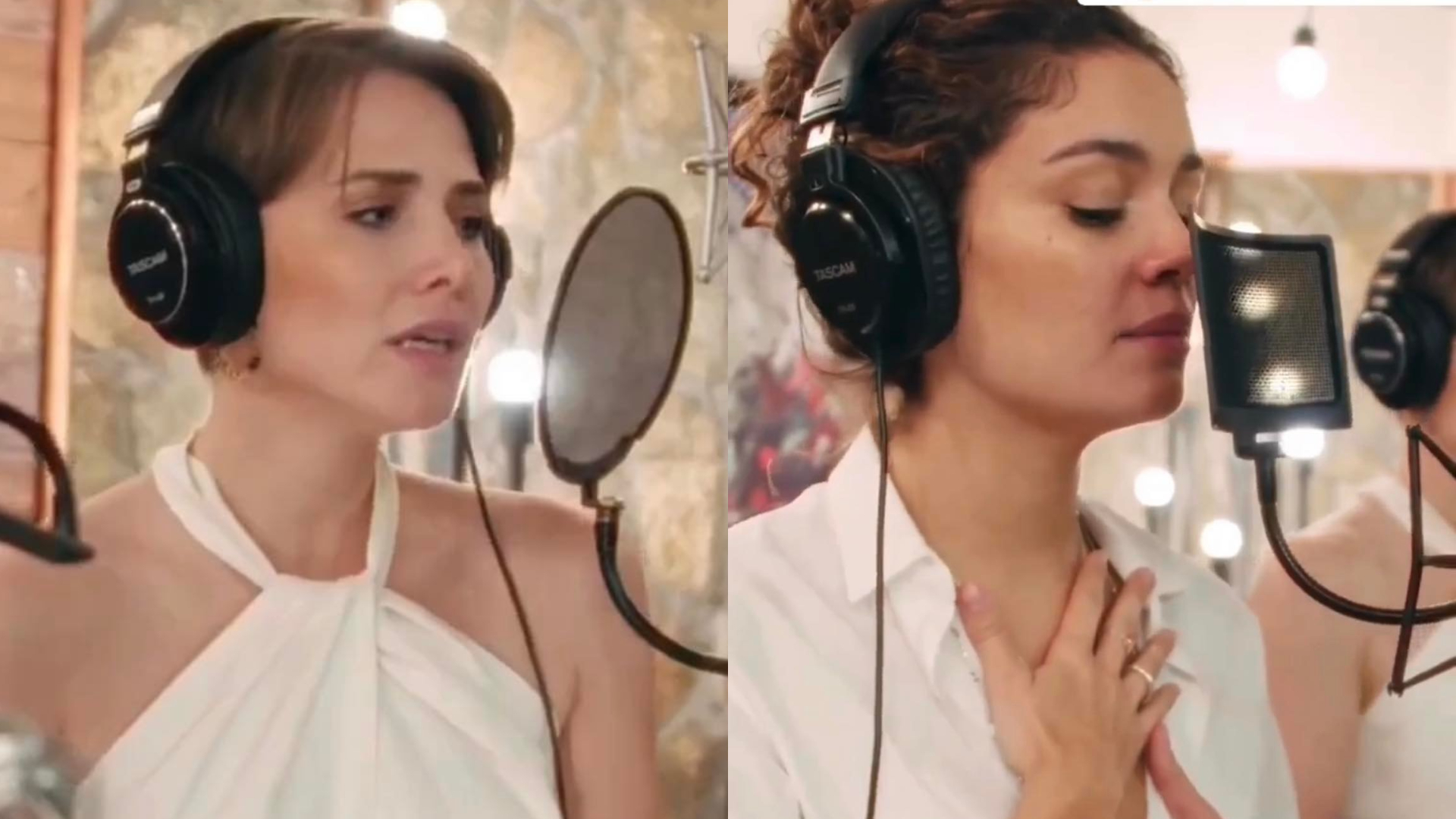 Letícia Colin mostra gravação da música de abertura da novela Todas as Flores com Sophie Charlotte