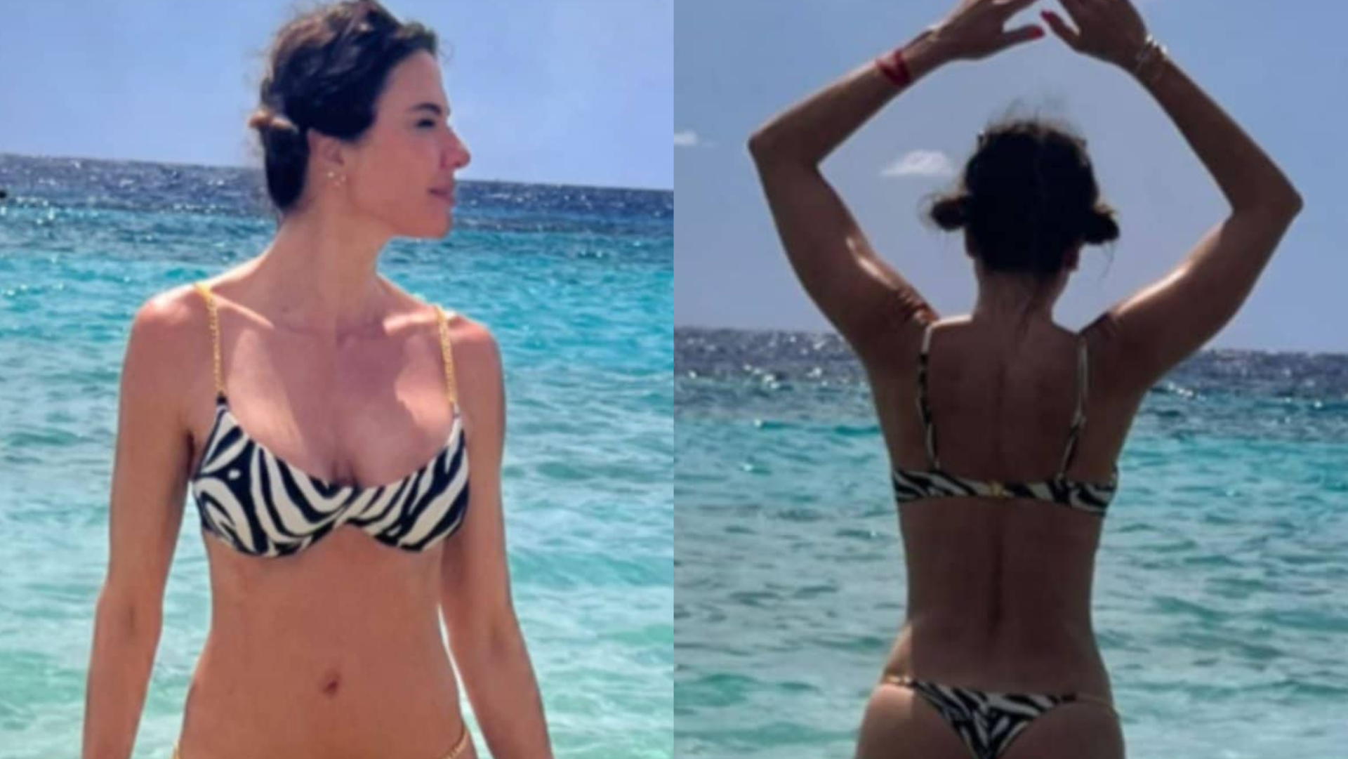 De biquíni de corrente, Luciana Gimenez exibe corpaço escultural de frente e de costas