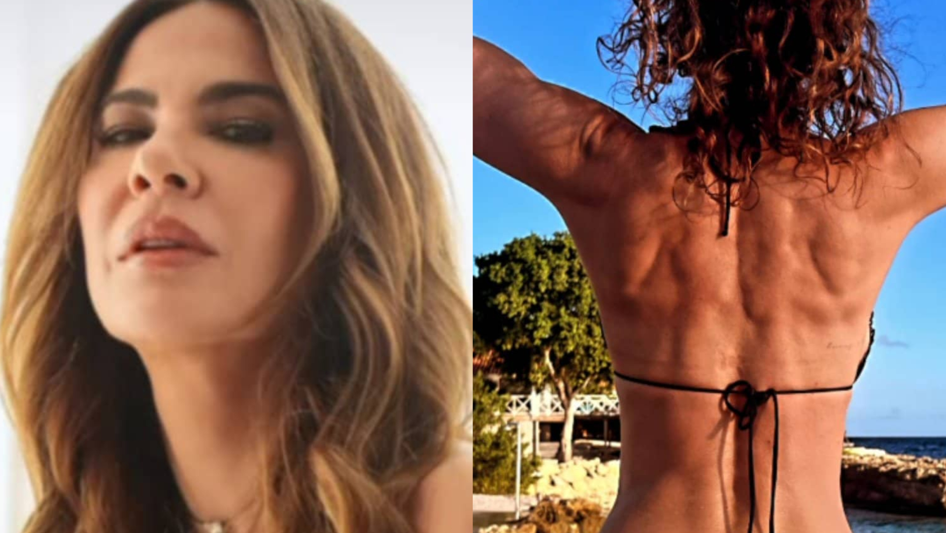 De costas, Luciana Gimenez choca com bumbum turbinado e costas desenhadas
