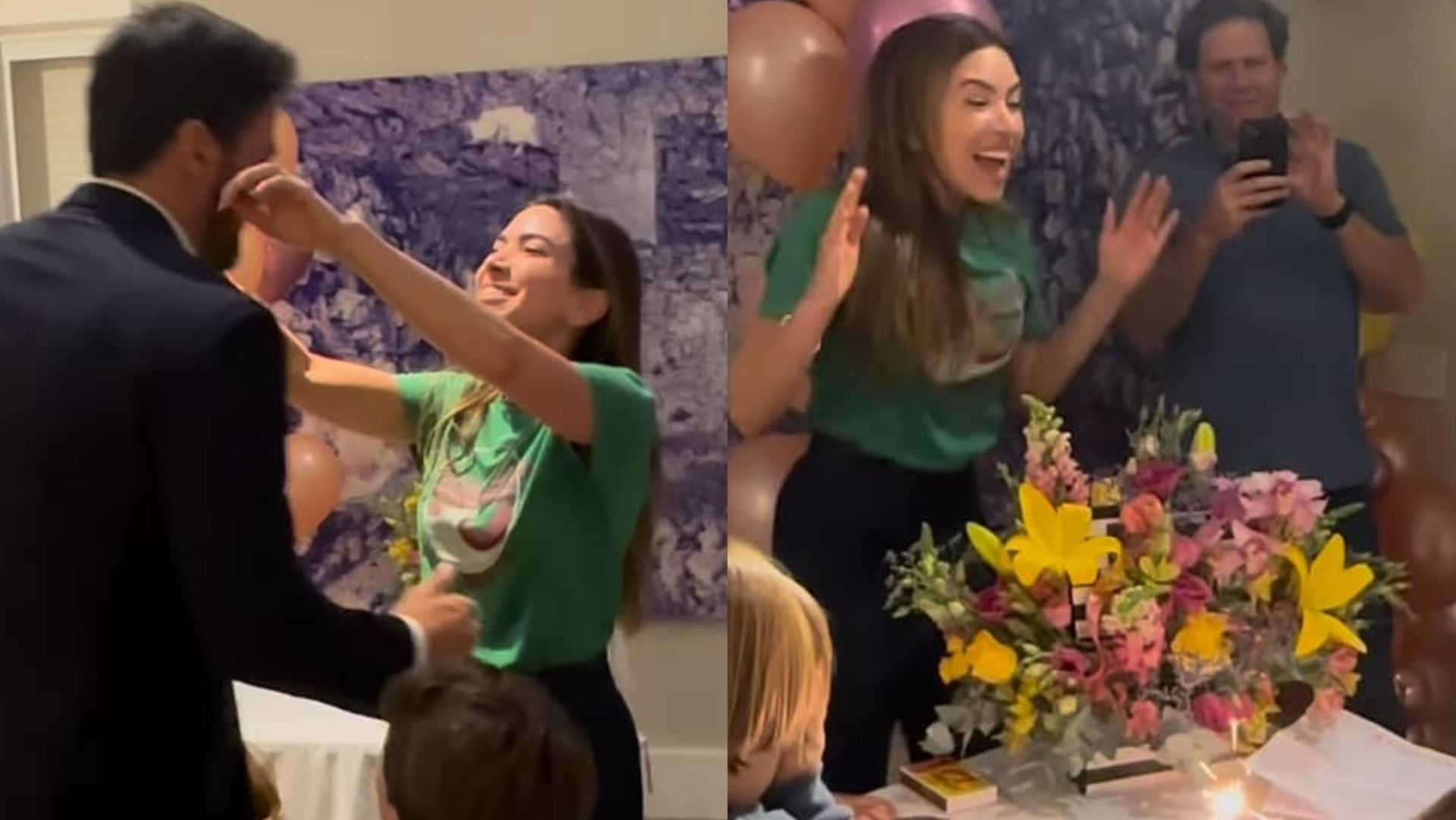 Patrícia Abravanel fica radiante com festa surpresa da família: ”A vida é boa”