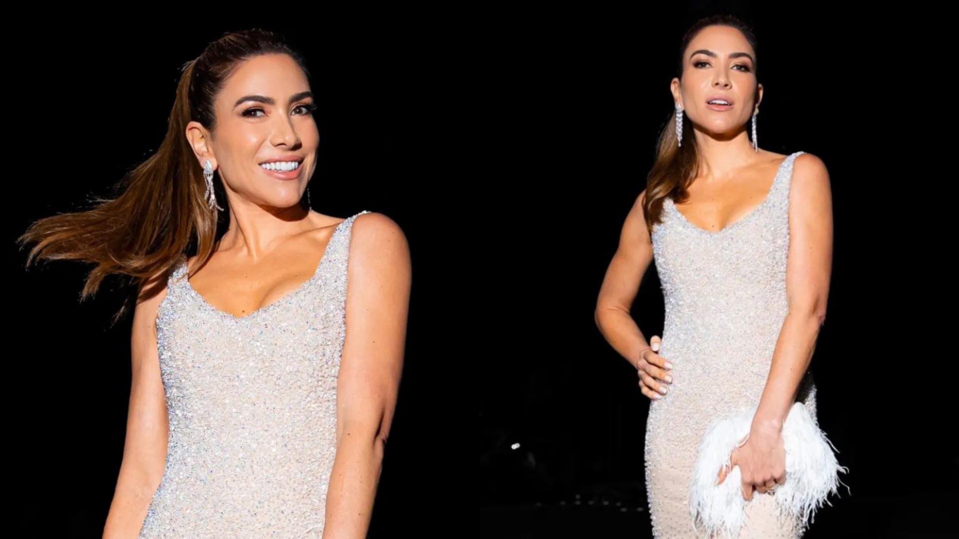 Com vestido brilhante, Patrícia Abravanel rouba a cena com a beleza: “Impecável”