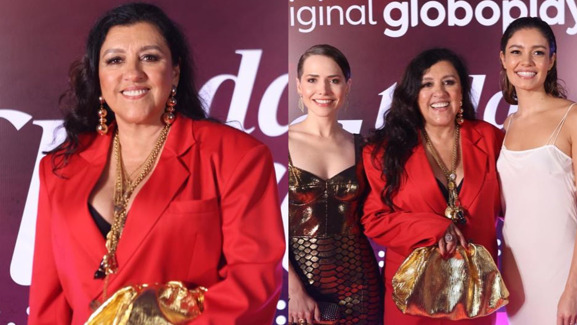 Regina Casé posa com Letícia Colin e Sophie Charlotte em festa de ‘Todas As Flores’