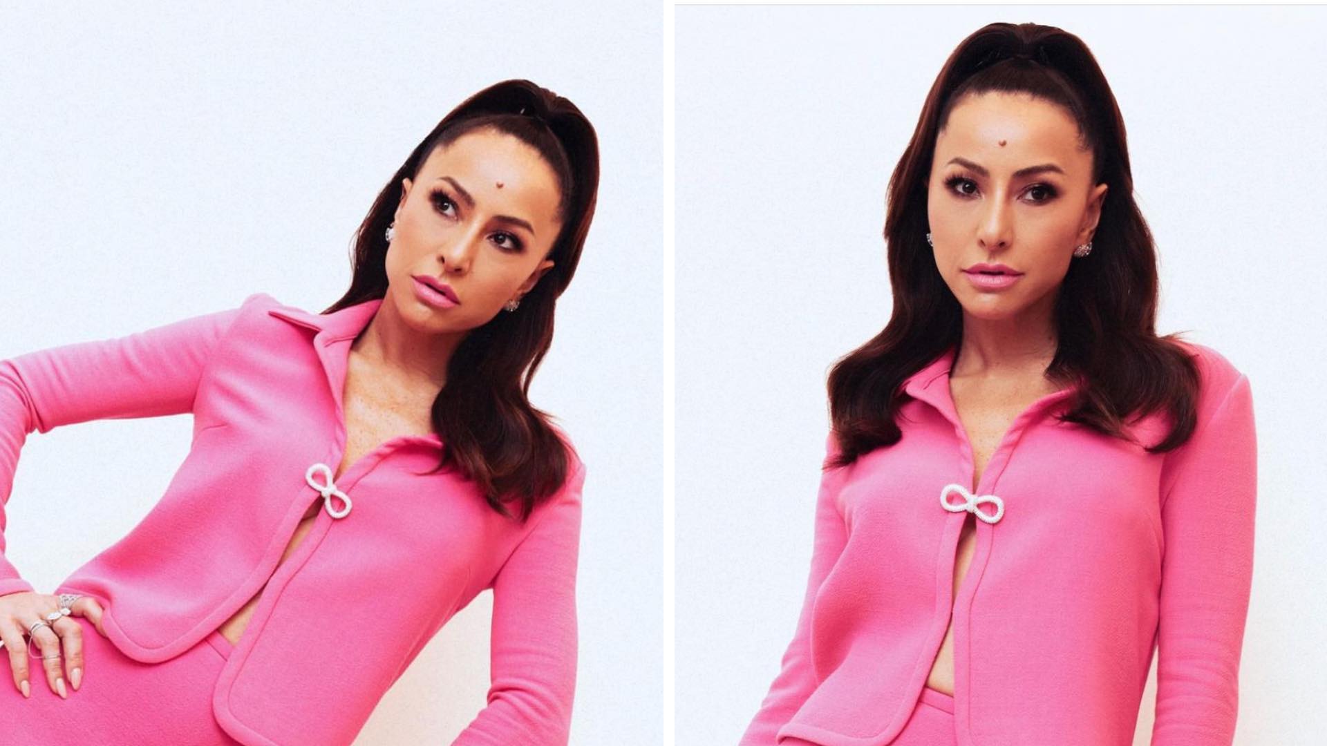Sabrina Sato elege look rosa curtinho para apresentar programa no GNT: “Perfeita”