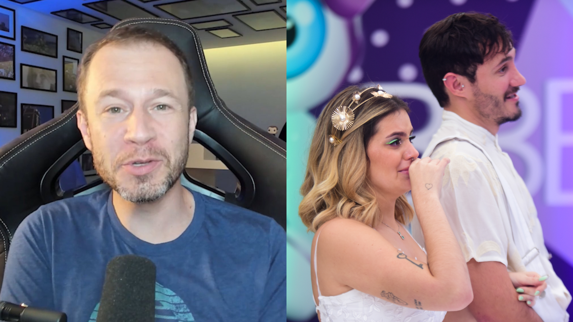 Tiago Leifert faz discurso no chá revelação de Viih Tube e Eliezer; confira