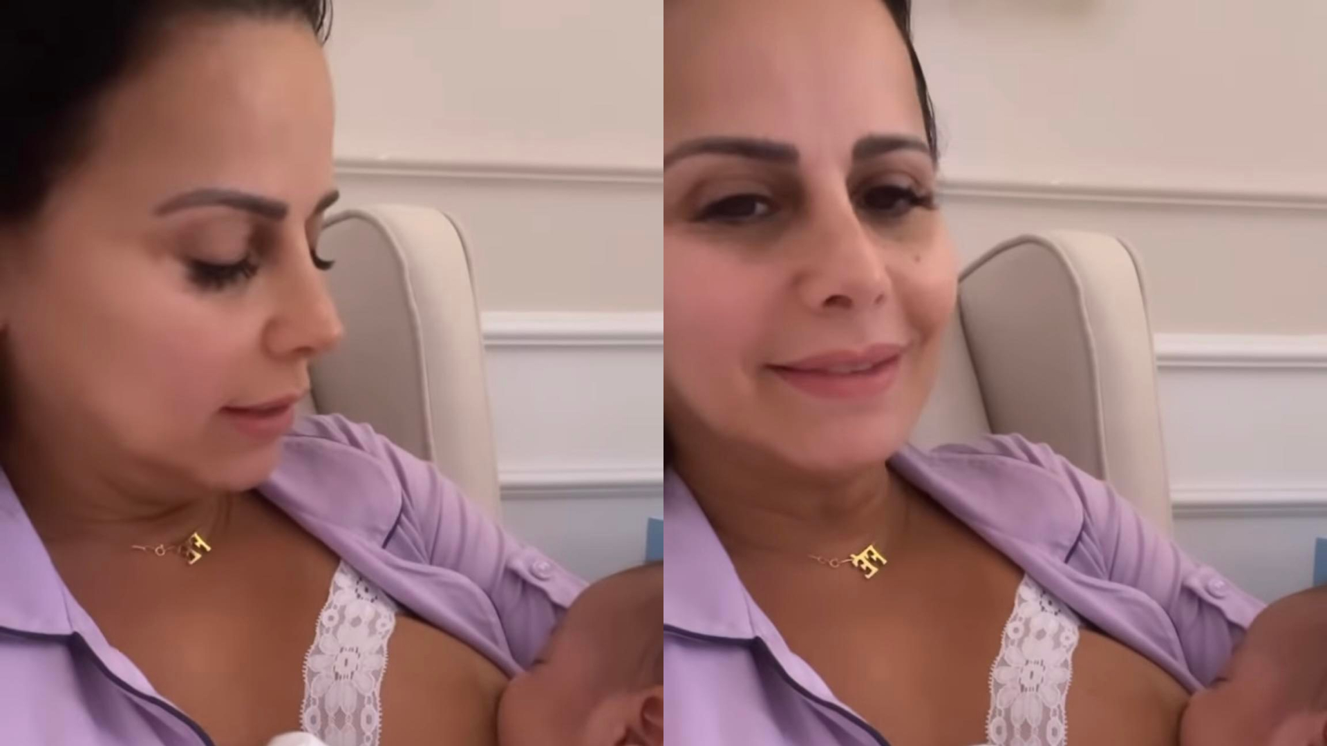 Viviane Araujo amamenta o filho e desabafa: ”Um dia após o outro vamos nos ajustando”