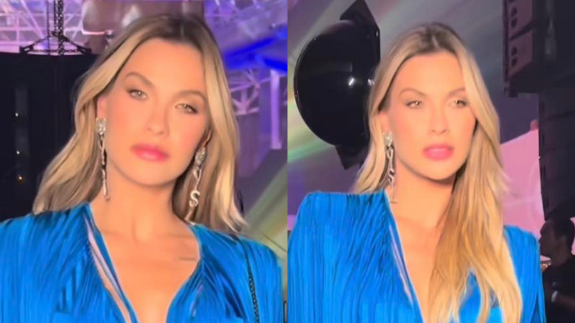 Andressa Suita ostenta beleza com vestido azul decotado: ”Sem condições”