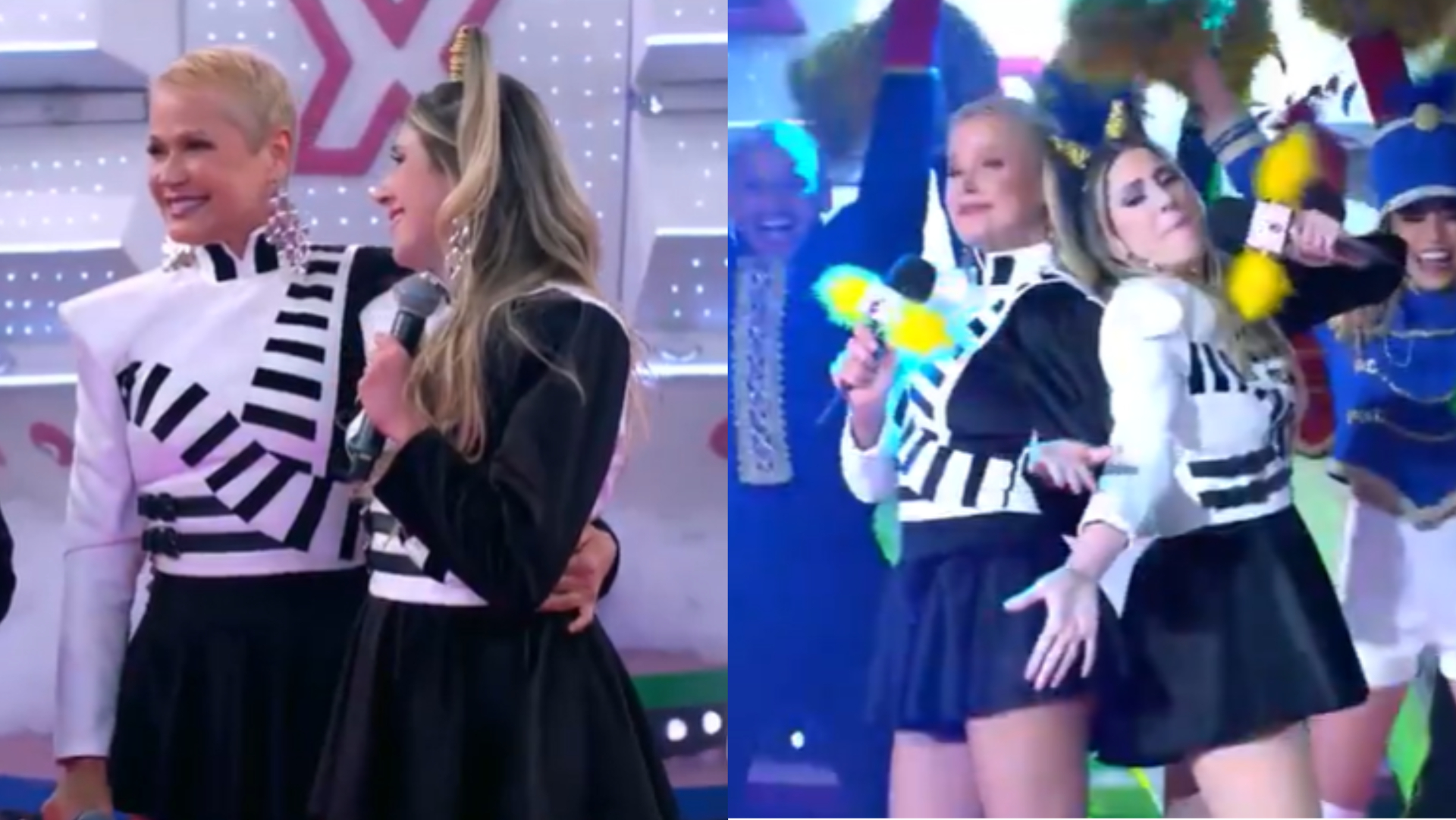 Xuxa se apresenta ao lado de Dani Calabresa no palco do ‘Domingão’: ”Que momento!”