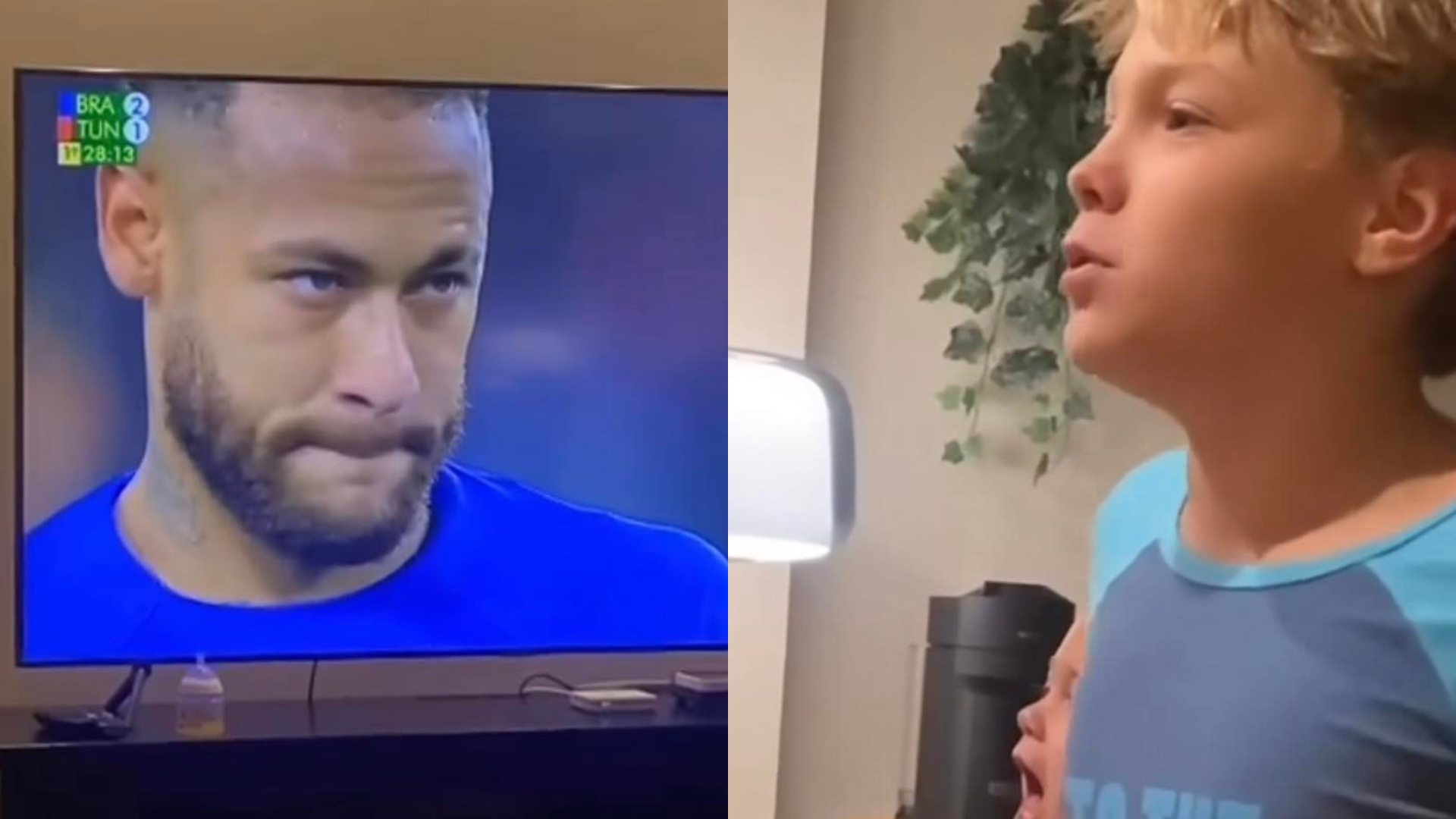 Carol Dantas flagra reação de Davi Lucca com o gol de Neymar Jr. pela Seleção Brasileira